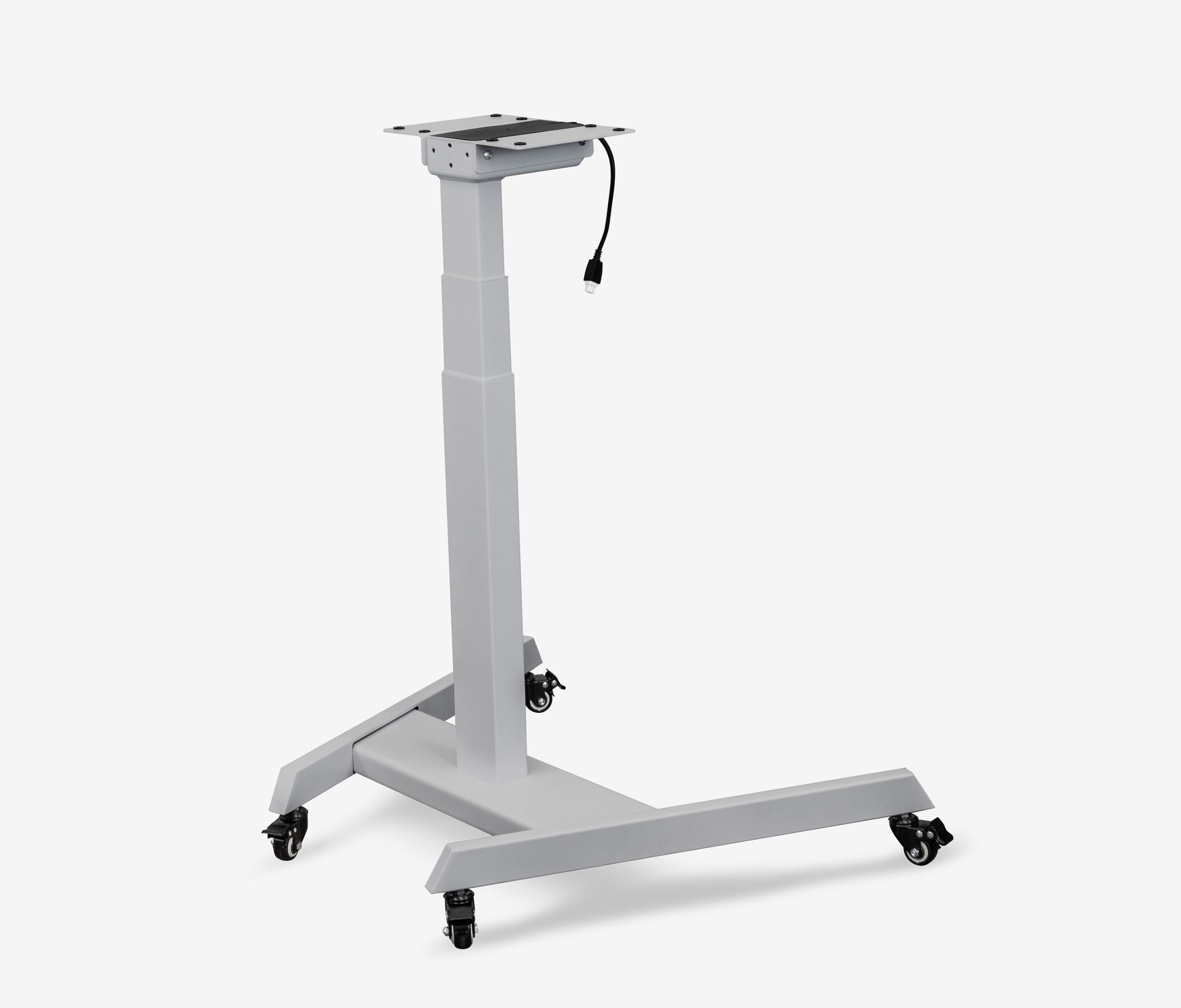 Ergolutions Schreibtisch FOKUS Single elektrisch höhenverstellbarer Schreibtisch, 80 kg Traglast / 3-Fach-Memory / Rollen / USB-A / Kollisionsschutz