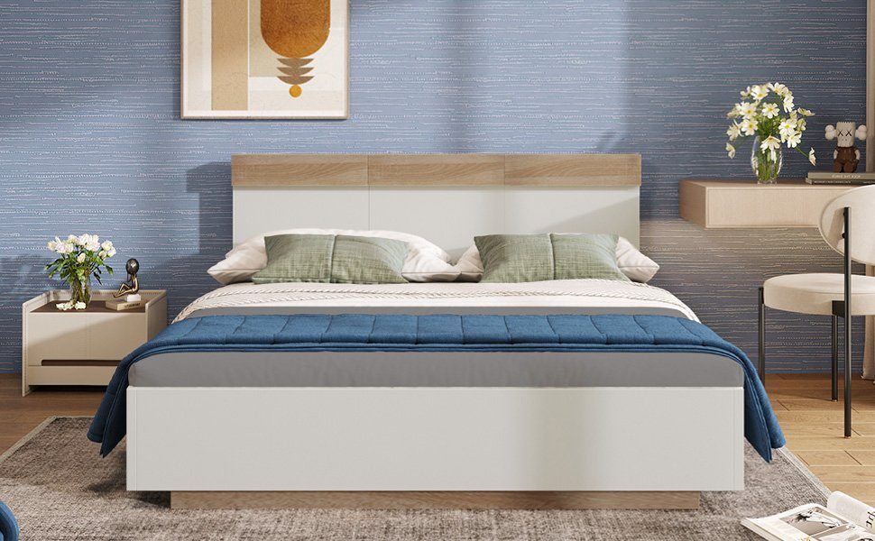 OKWISH Massivholzbett Doppelbett (Kiefernholz Doppelbett mit günstig online kaufen