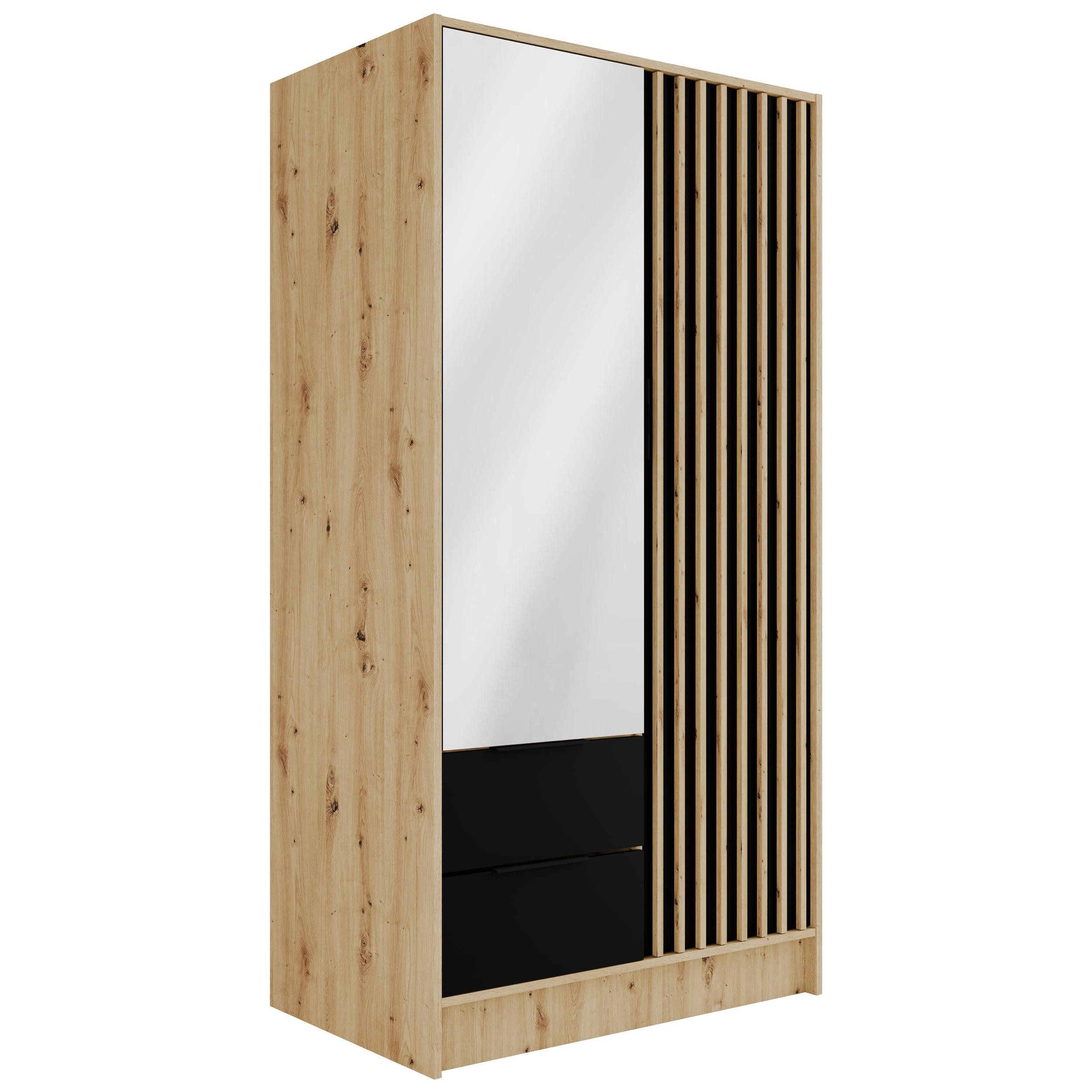 ALTDECOR Drehtürenschrank NELIA (Kleiderschrank Garderobenschrank mit viel Stauraum Moderner Schrank) Vielseitiger Drehtürenschrank mit Spiegeltüren Spiegel Lam – Bild 2 von 5