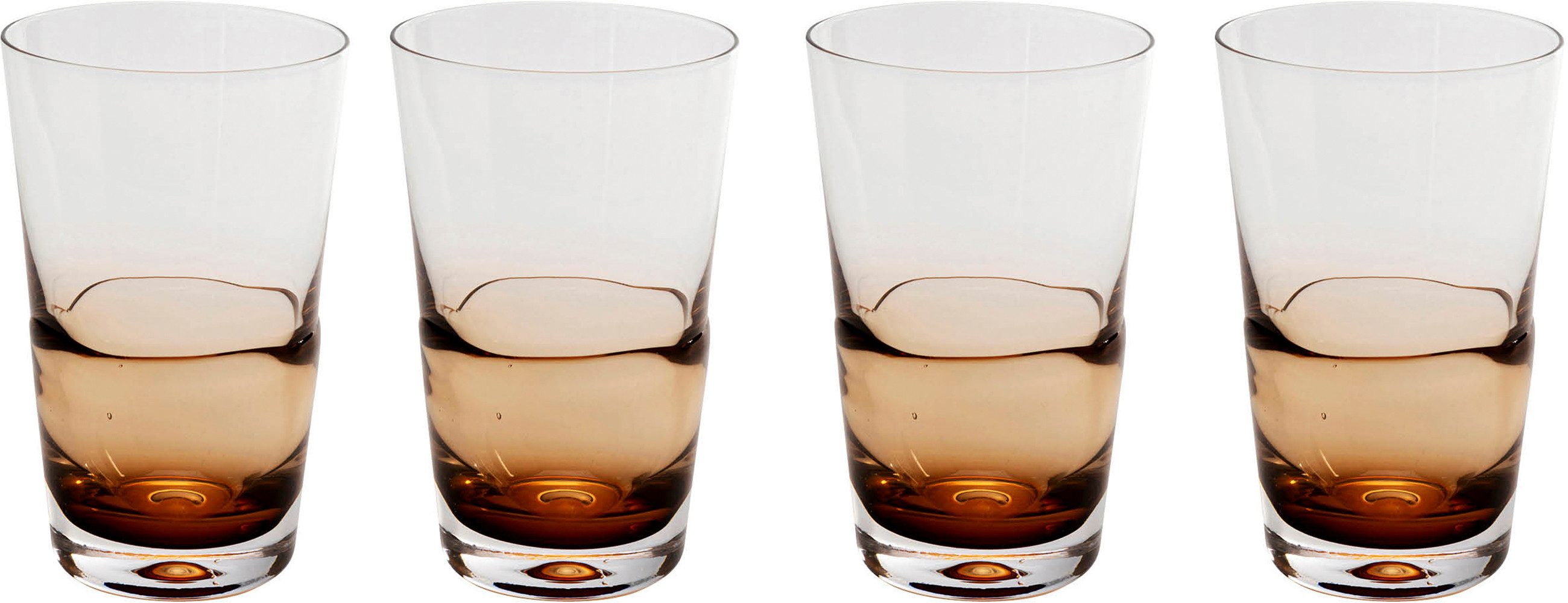 Kare Design Glas Mimi Amber, 4-tlg., Glas, Rotwein-, Sekt- oder Wasserglas