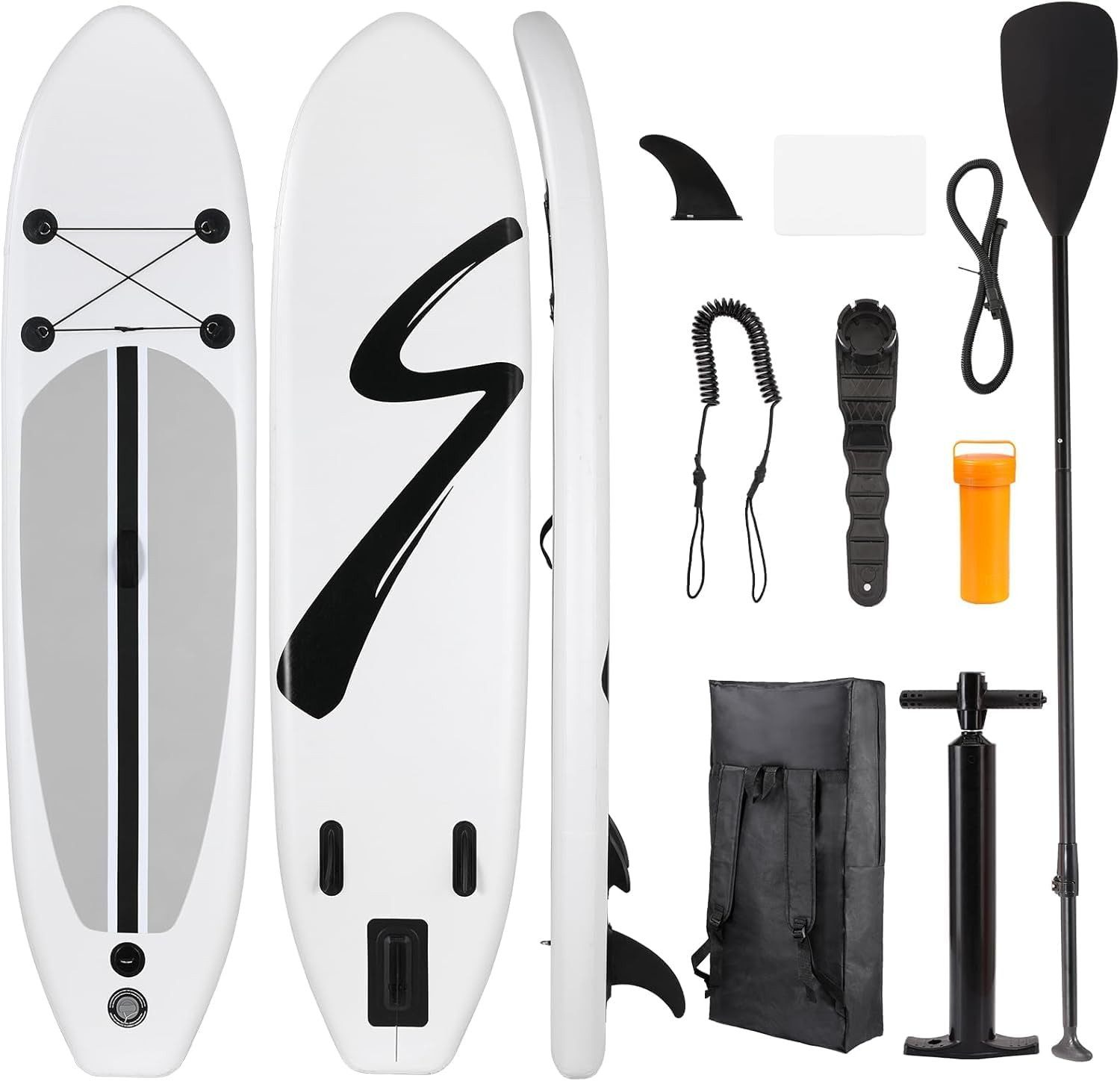 TLGREEN SUP-Board 305 x 76x 15 cm Inflatable Stand Up Paddle Board, (Surfbrett 10FT, Komplettes Zubehör, Verstellbares Paddel, Pumpe, Reiserucksack, Leine, Erwachsene Paddelboard), für Wassersport und Paddling,Tragfähigkeit 200KG