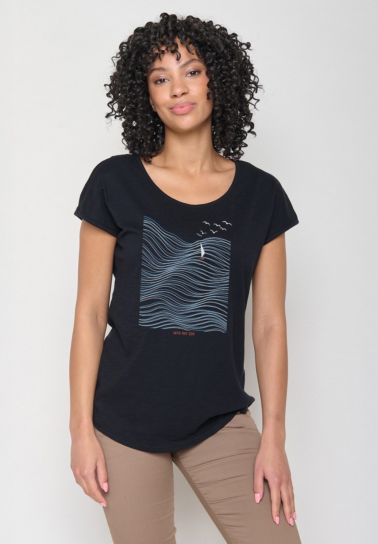 GreenBomb T-Shirt Cool Nature High Sea Motiv Natur (1-tlg., 1) Rundhalsausschnitt, Bio-Baumwolle, GOTS Zertifiziert