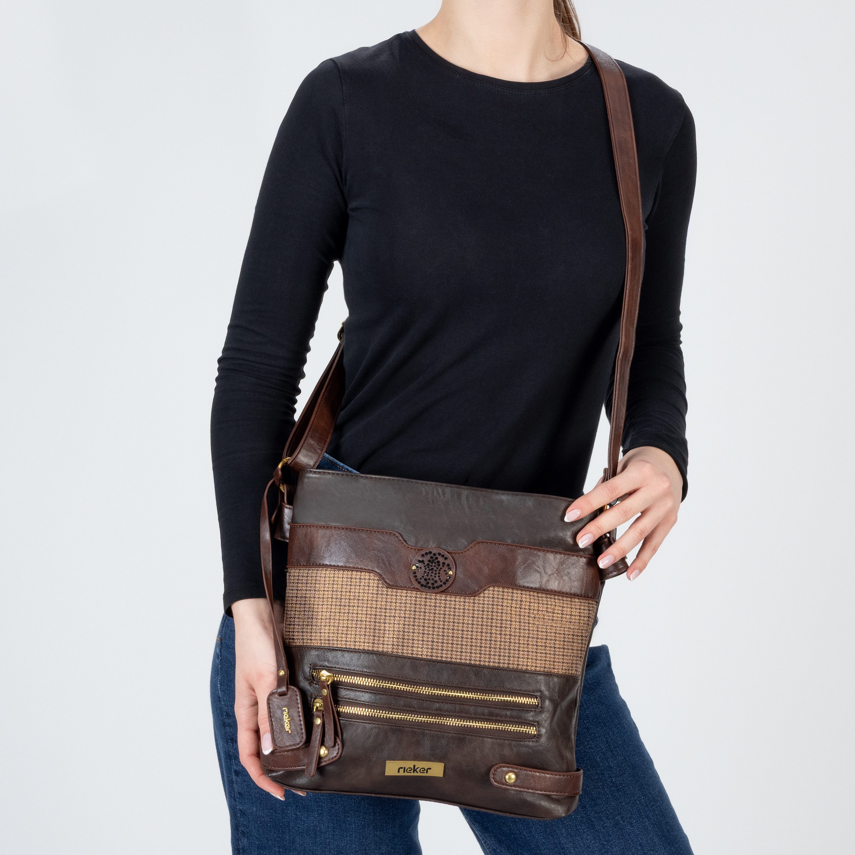 Rieker Umhängetasche, Schultertasche, Damen-Tasche mit praktischem Reißverschluss-Rückfach
