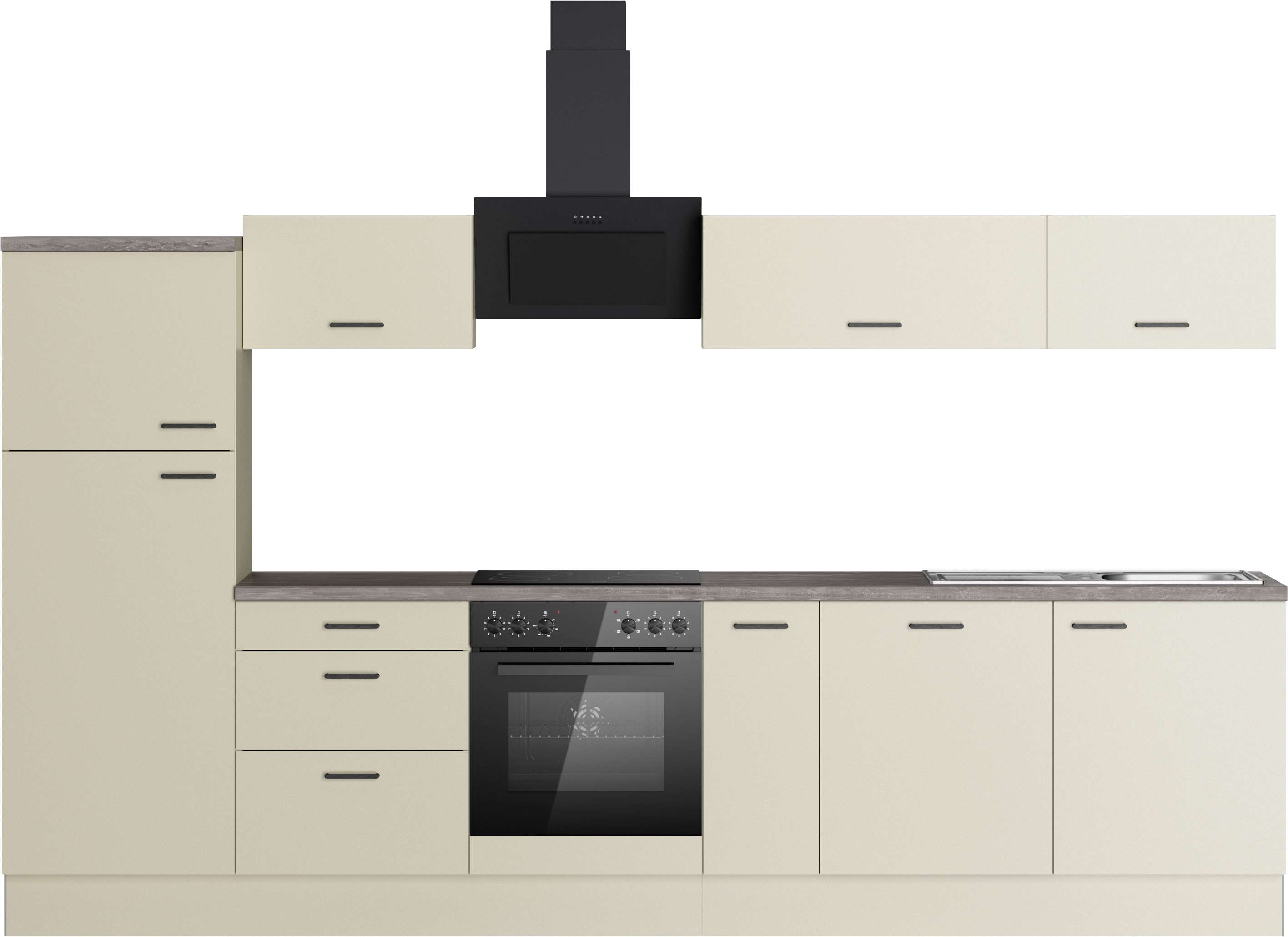 KOCHSTATION Küchenzeile KS-Sion, Breite 330 cm, neue Technik: OPTIsnap, wahlweise mit E-Geräten