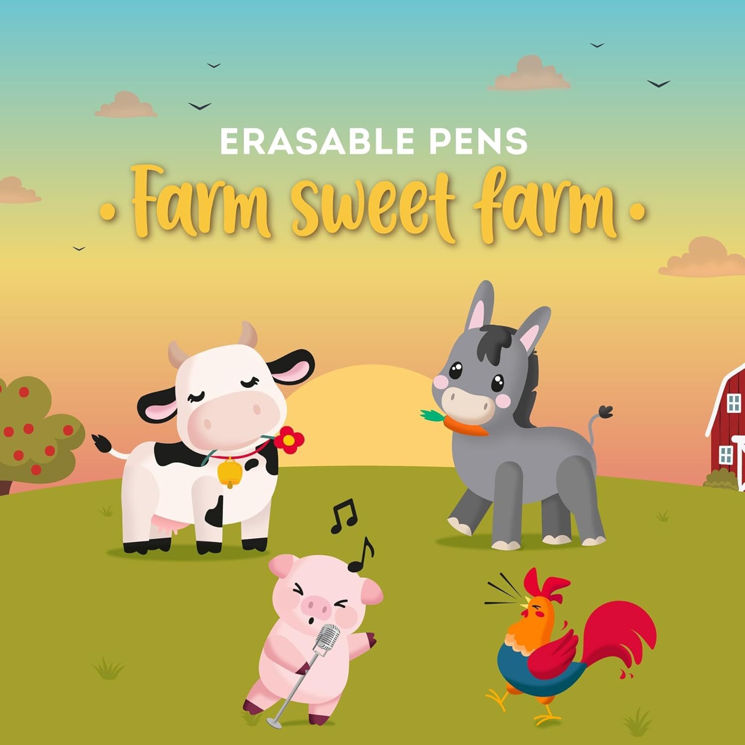 Legami Gelschreiber 4er Set Farm Sweet farm, Erasable Pen, (4-tlg)