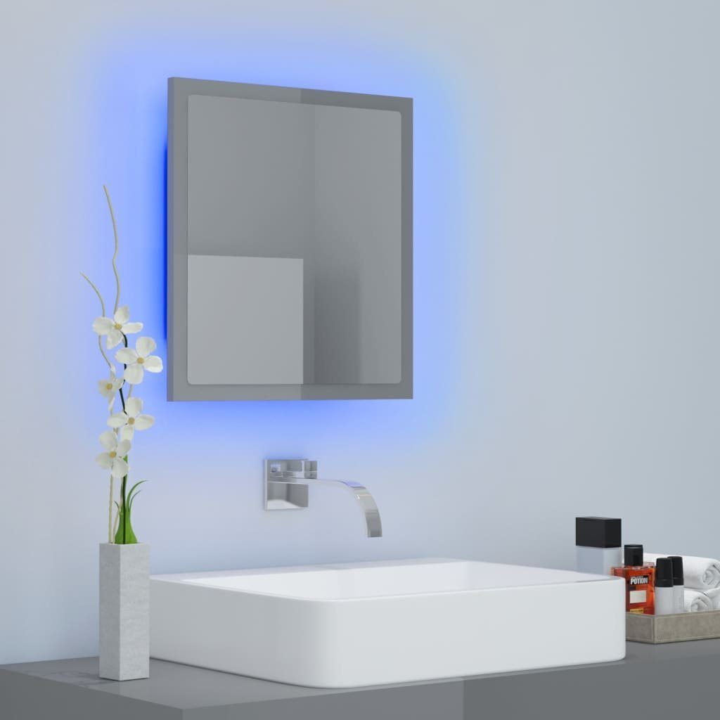 Badezimmerspiegelschrank (1-St) Acryl cm LED-Badspiegel 40x8,5x37 vidaXL Hochglanz-Grau