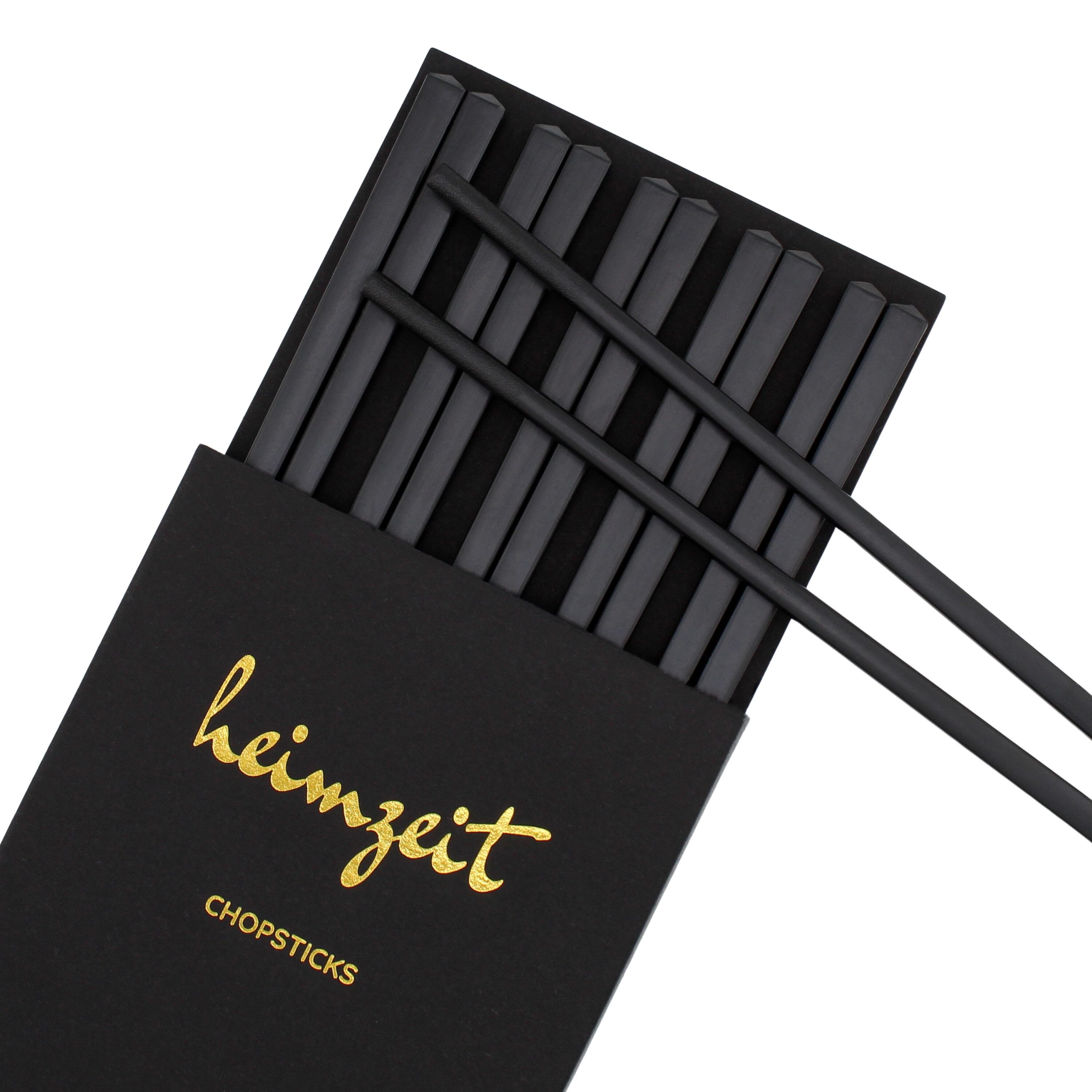 heimzeit Essstäbchen Chopsticks Sushi Stäbchen Fiberglas 5 Paar Schwarz, spülmaschinenfest und wiederverwendbar