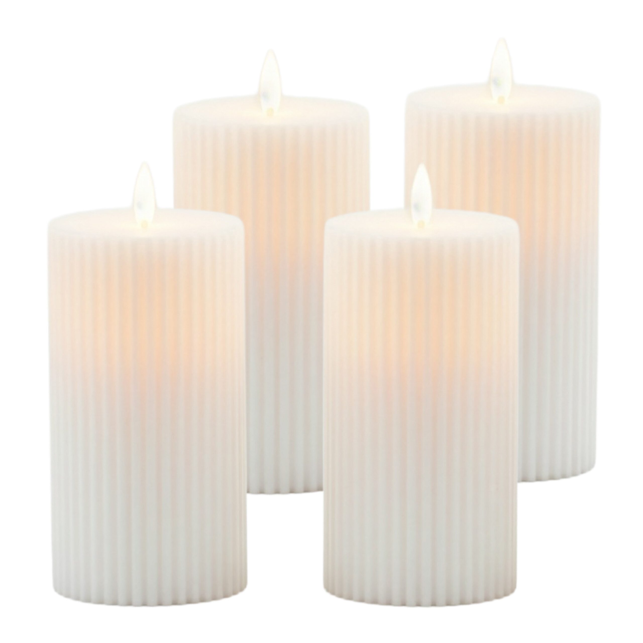 relaxdays LED-Kerze 4er Set 18 cm, Flackernde, warmweiße LED-Flamme ganz ohne Brandrisiko, LED, Warmweiß, weiß