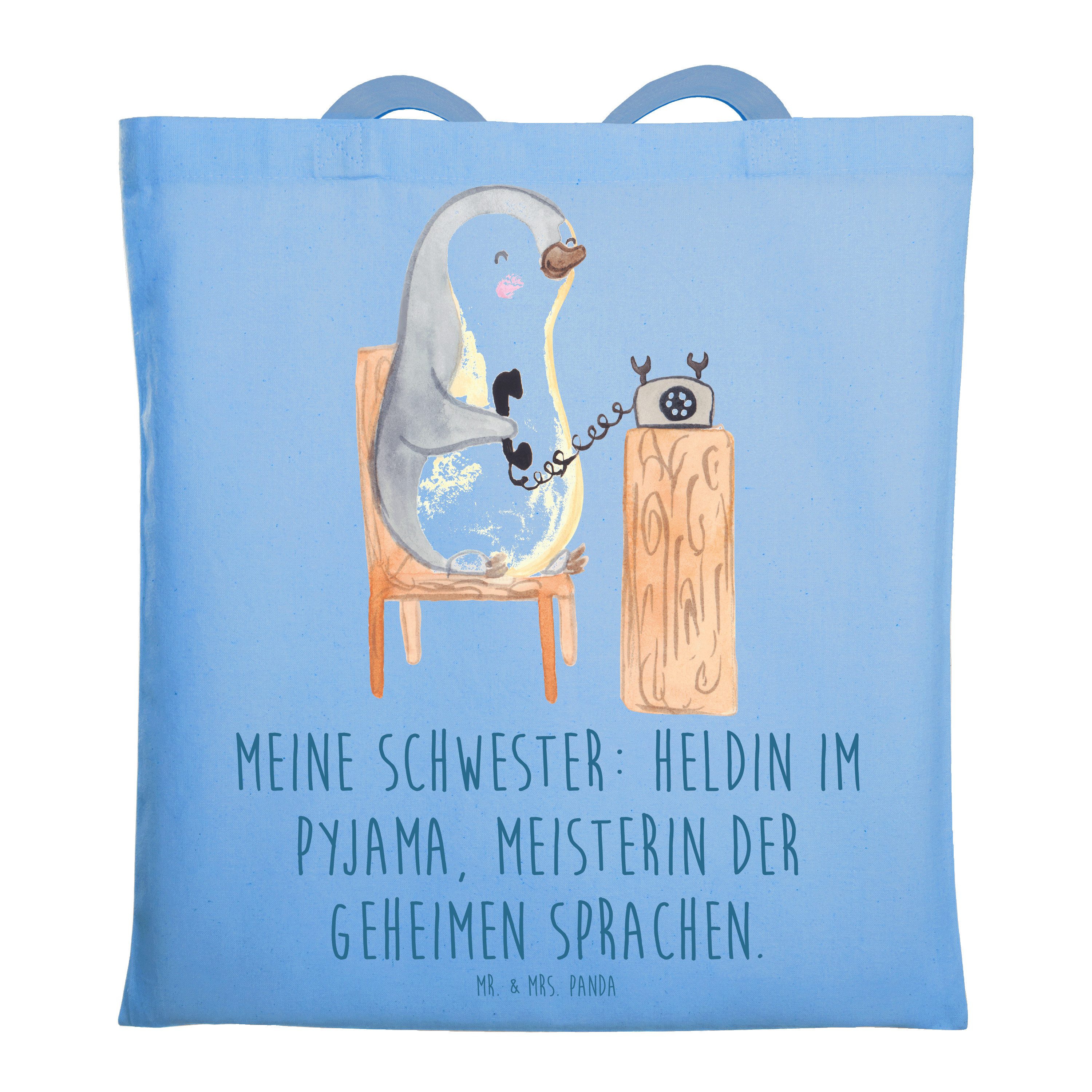 Mr. & Mrs. Panda Tragetasche Schwester Heldin - Transparent - Geschenk, Geschwisterbindung, beste (1-tlg), Design-Highlight