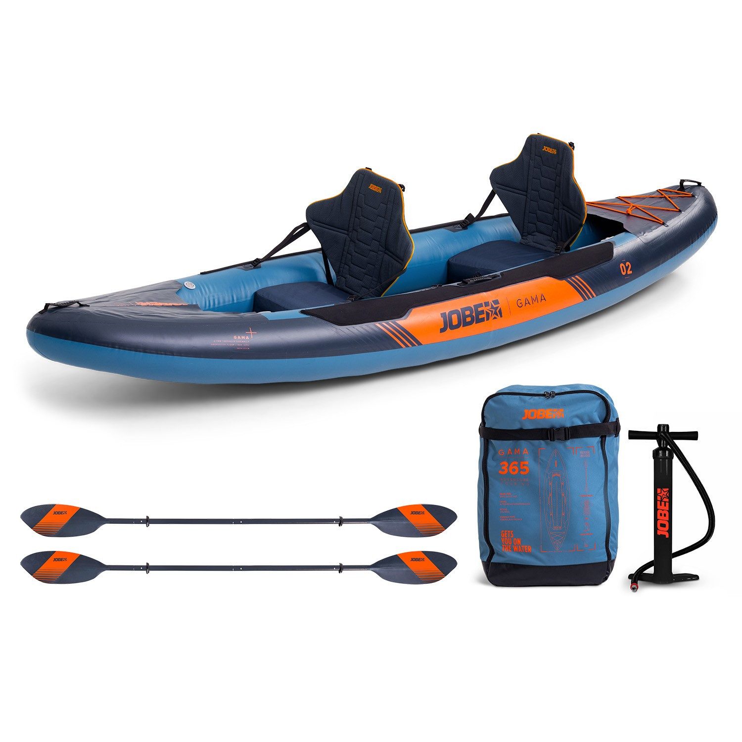 Jobe Tourenkajak Jobe GAMA Kayak Set 2 Personen aufblasbar Tourenkajak Kajak Kanu 365cm