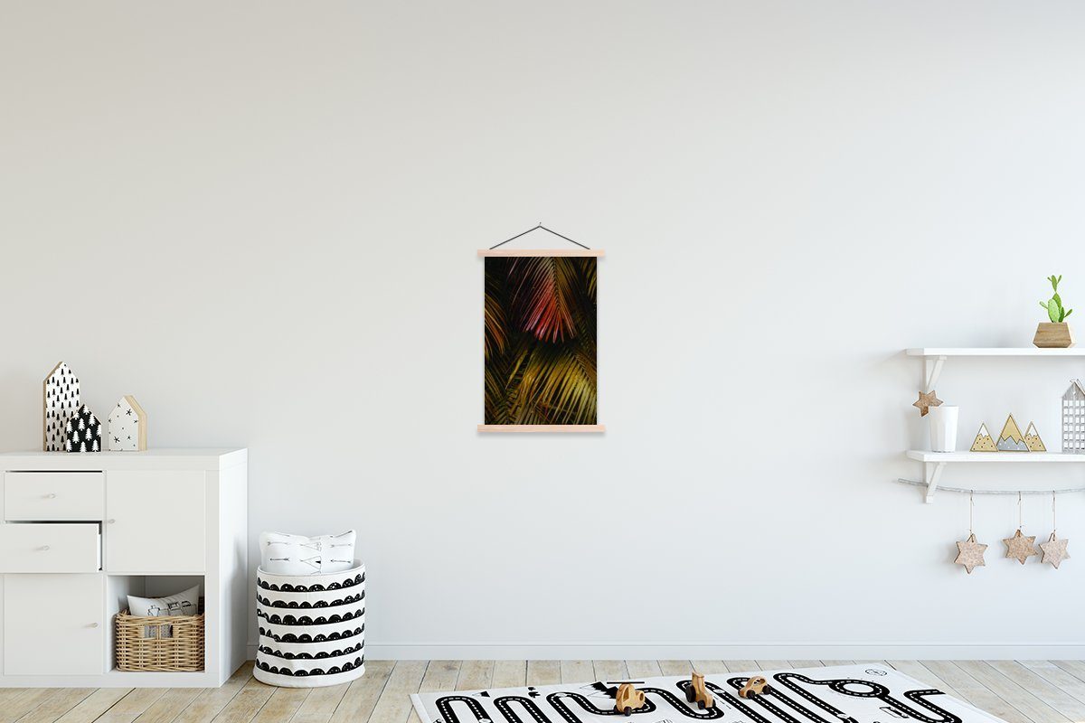 Magnetisch - Dschungel Wohnzimmer, Bilderleiste, - für Textilposter - Posterleiste, MuchoWow Rot (1 Gold Palmenblatt, St), Poster