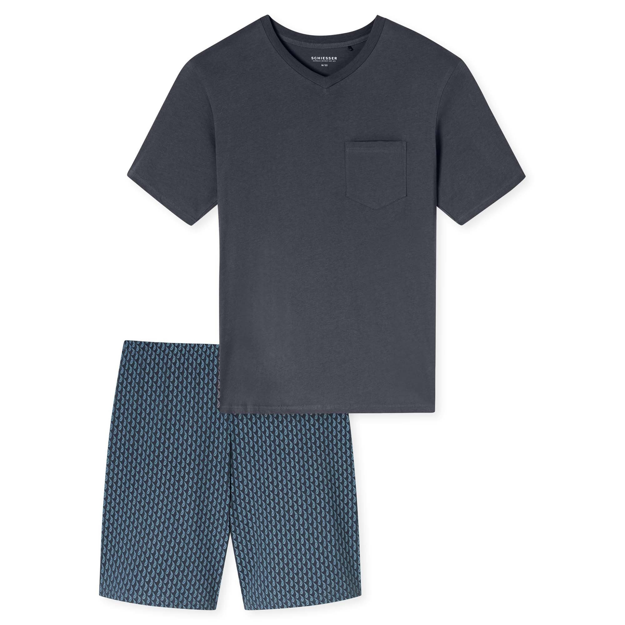 Schiesser Pyjama Herren Pyjama Baumwolle (2 günstig online kaufen