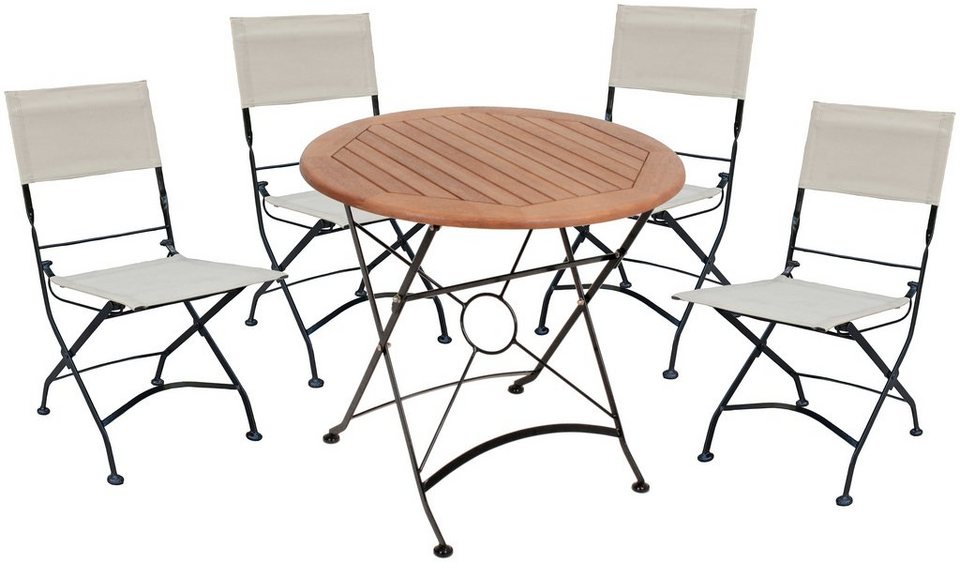 Garden Pleasure Garten-Essgruppe TRIEST, (Set, 5-tlg), Klassische  Sitzgruppe für 4 Personen