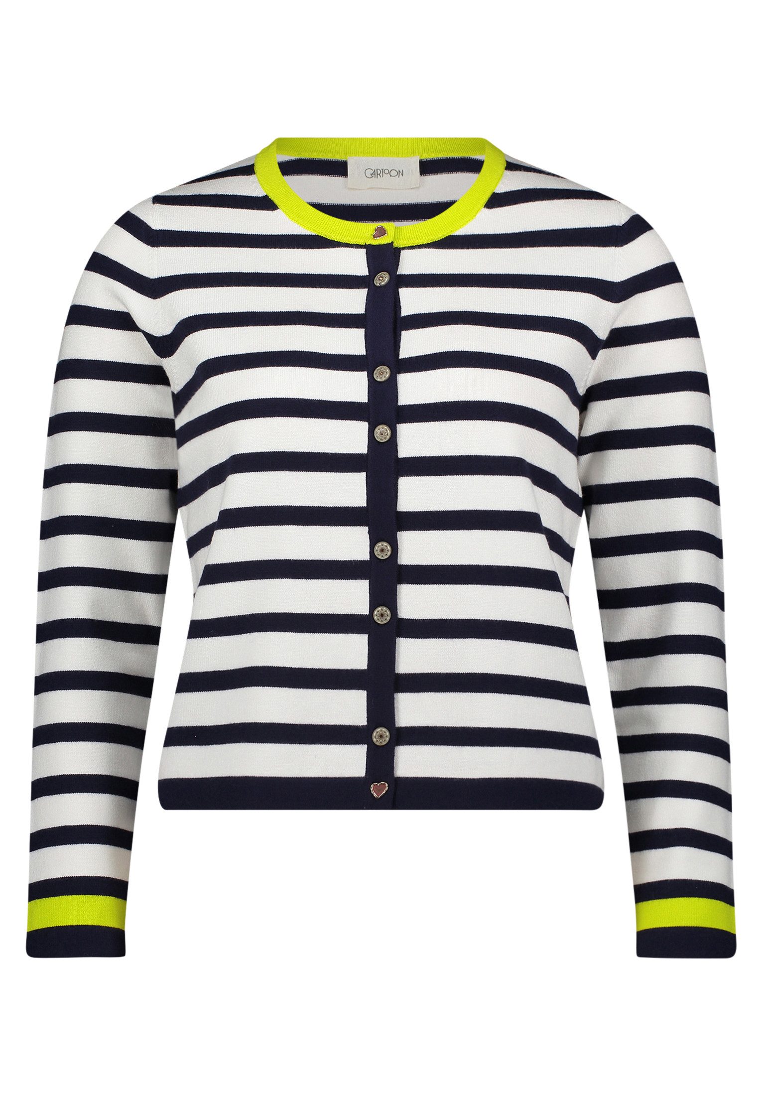 Cartoon Strickjacke Damen mit Rundhalsausschnitt (1-tlg)