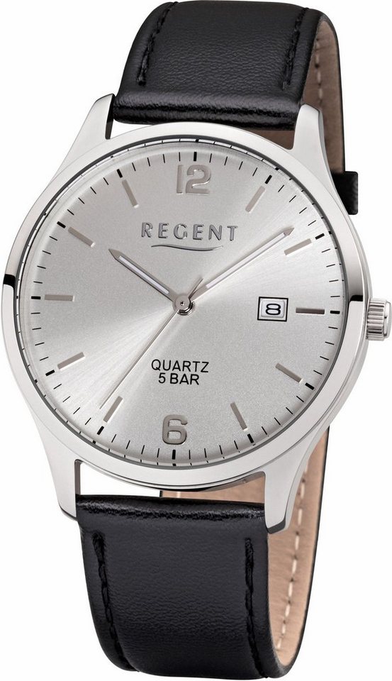 Regent Quarzuhr 18554411, Gehäuse aus glänzendem Edelstahl, Ø ca. 40 mm