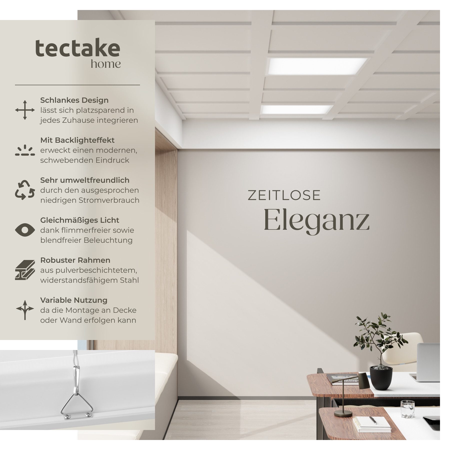 tectake Deckenleuchten LED-Paneel, Modernes LED-Paneel mit schwebendem Blac günstig online kaufen