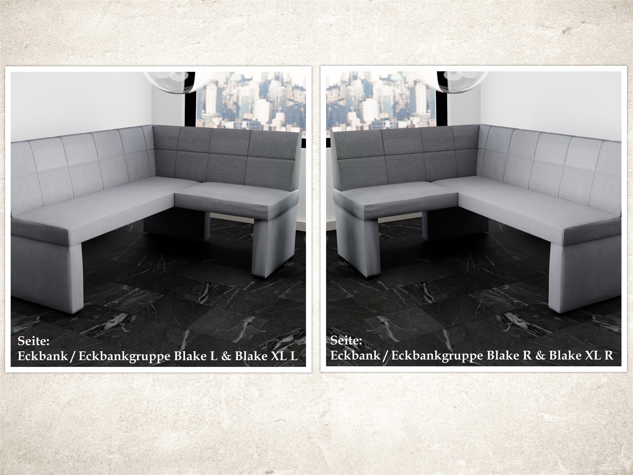 Fun Möbel Eckbankgruppe Eckbankgruppe „BLAKE“ Größe 168x128cm mit Tisch Weiß matt, ausziehbarer Tisch