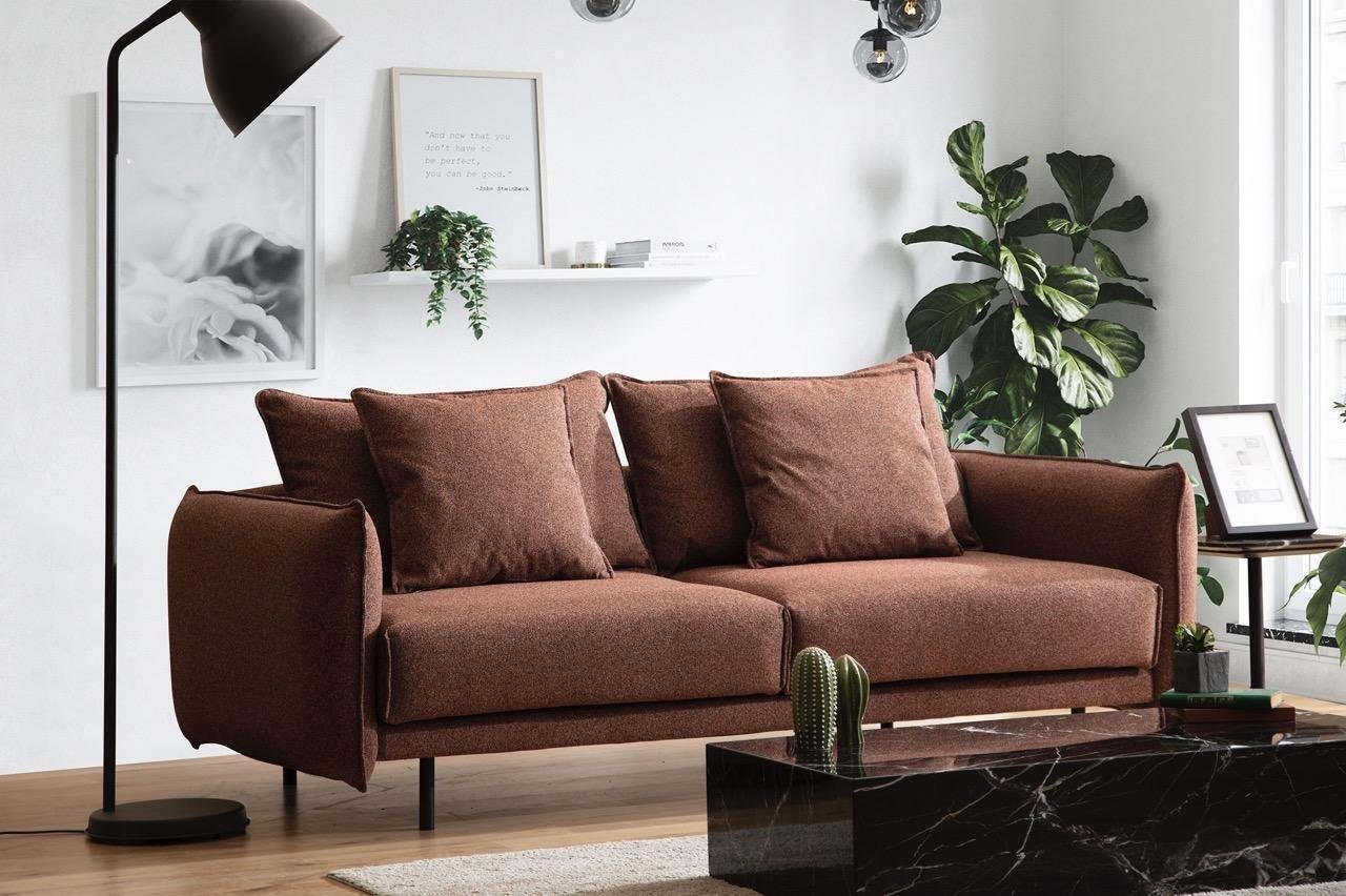 Sofa 1 Teile, 3+3+1 Sofagarnitur in Made Design, Sitzer Stoff Sessel Sofa Luxus JVmoebel braun Sofas Europa