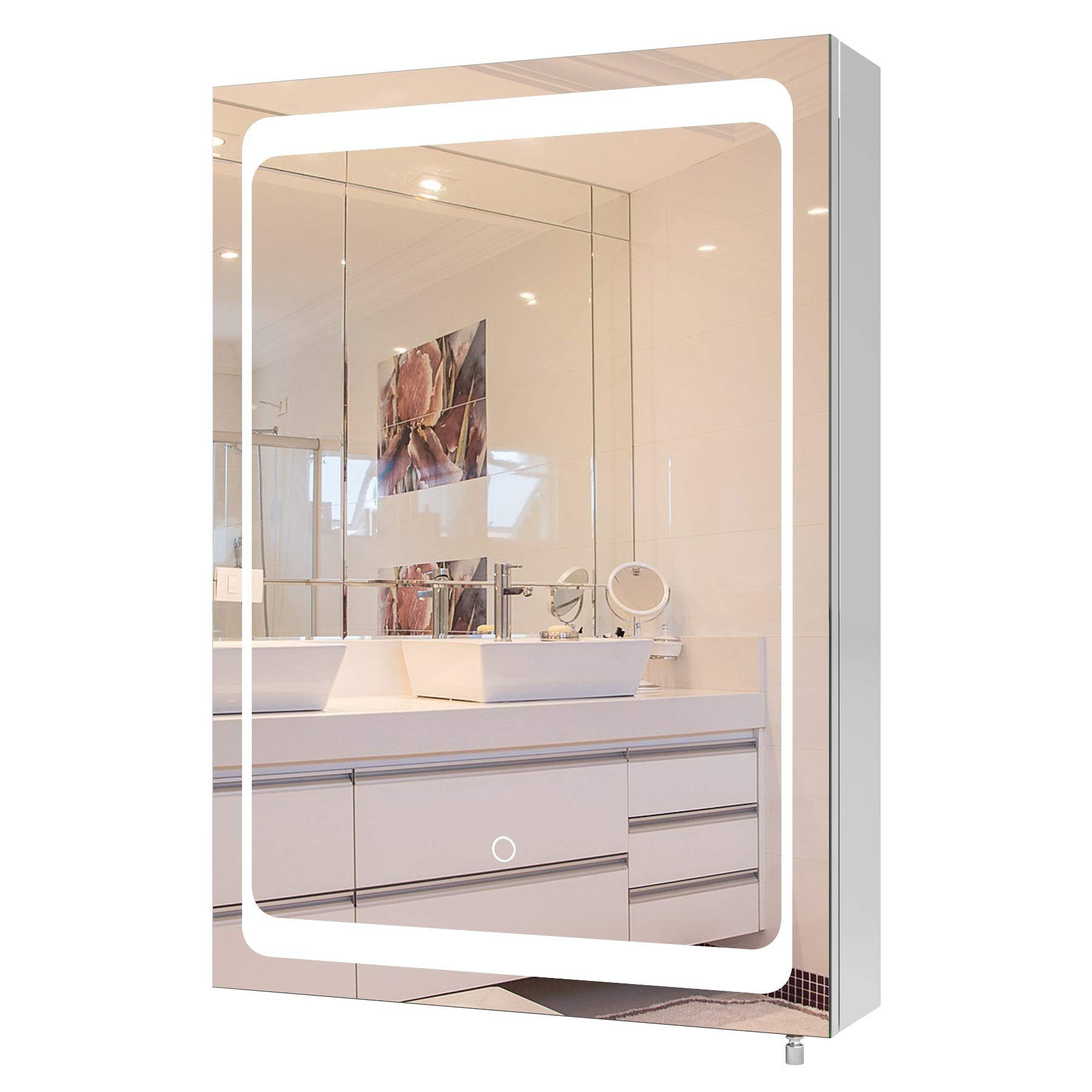 Homfa Spiegelschrank (Badschrank) mit LED Beleuchtung, Breite 50 cm