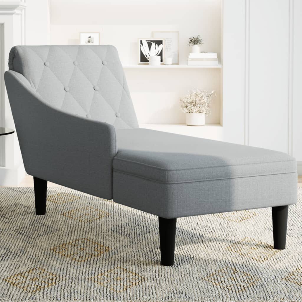 vidaXL Chaiselongue Chaiselongue mit Kissen und Rechter Armlehne Hellgrau Stoff, 1 Teile – Bild 3 von 5