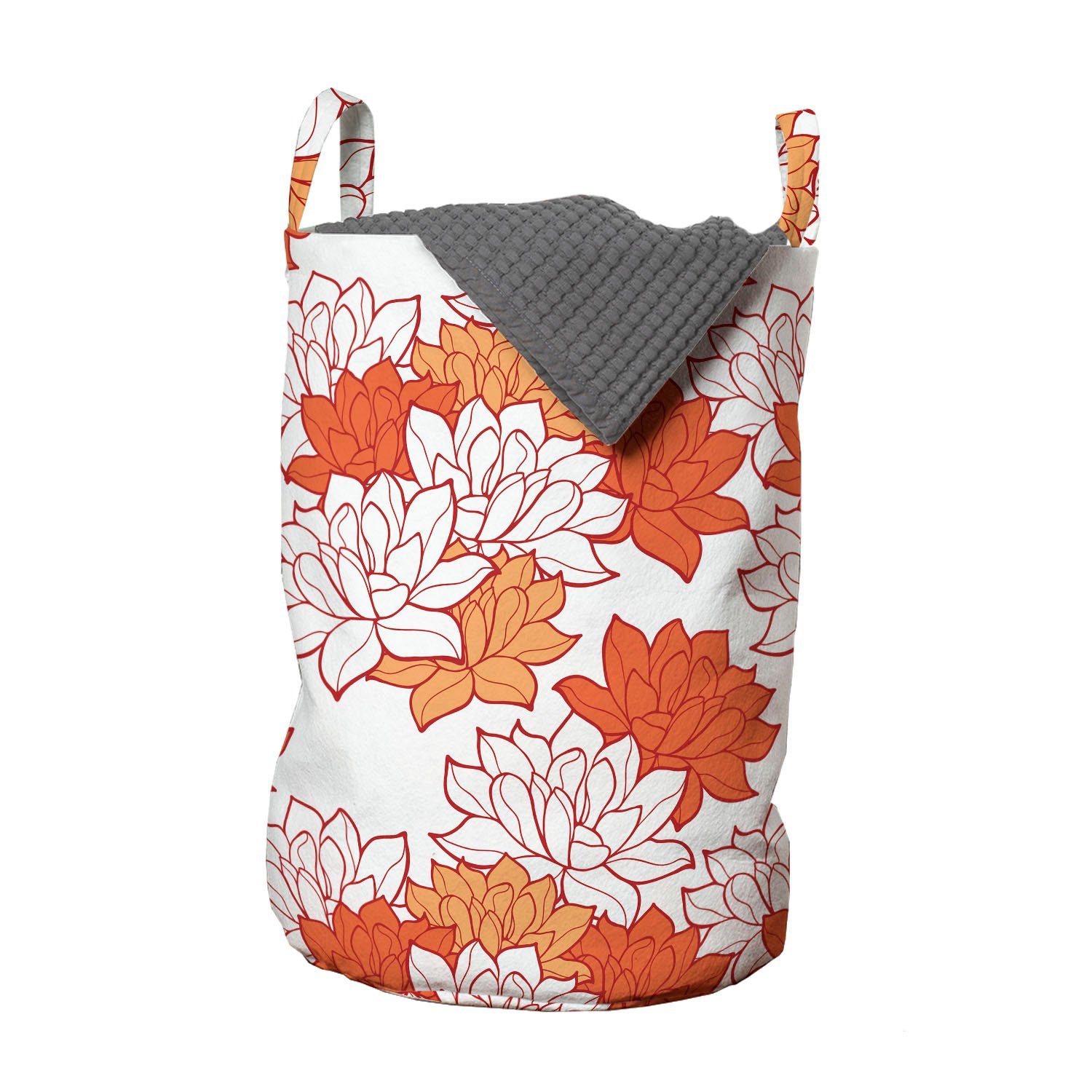 Abakuhaus Wäschesäckchen Wäschekorb mit Griffen Kordelzugverschluss für Waschsalons, Orange Blooming Lotus Leaves
