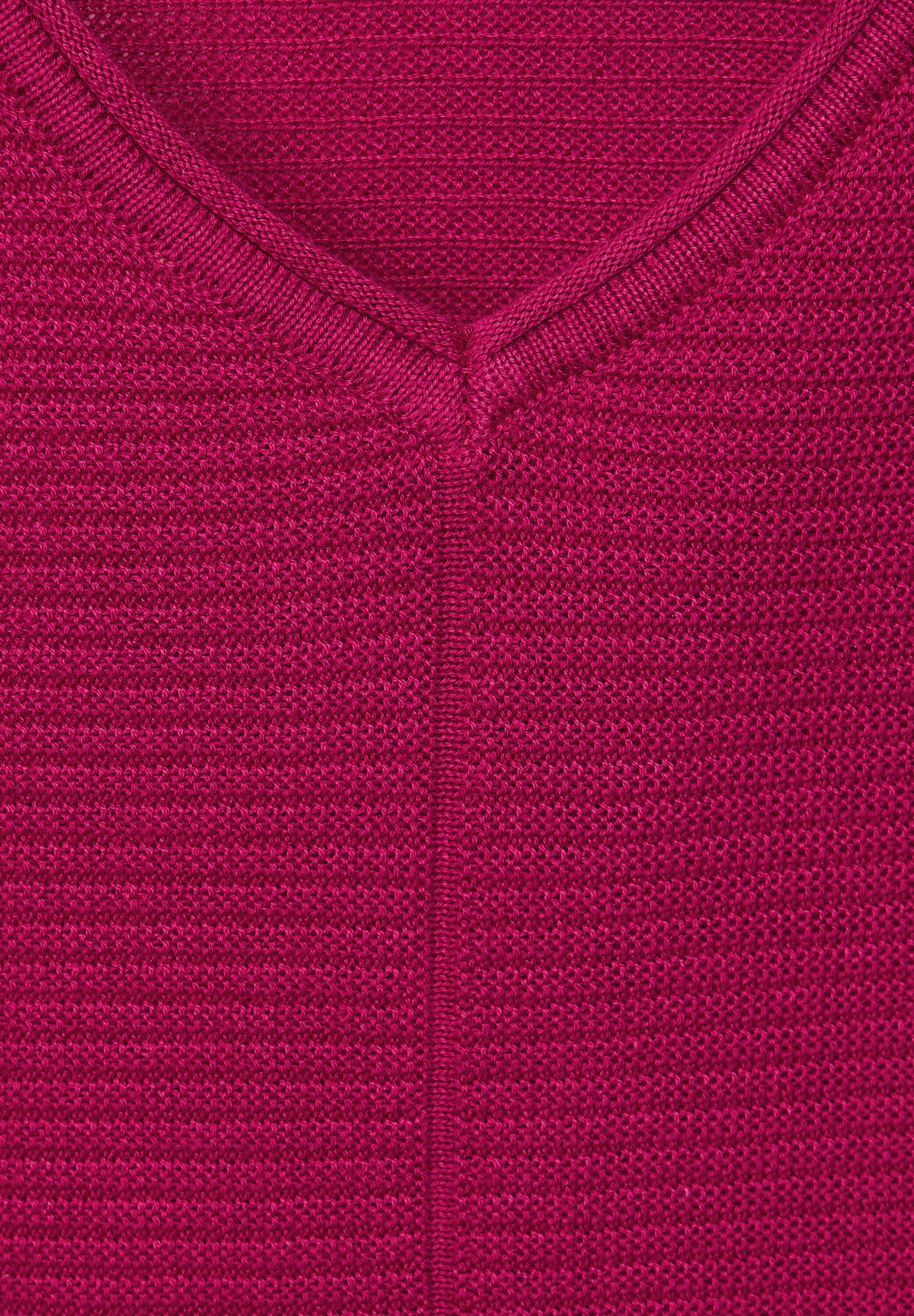 Cecil Strickpullover pink mit cool V-Ausschnitt abgerundetem