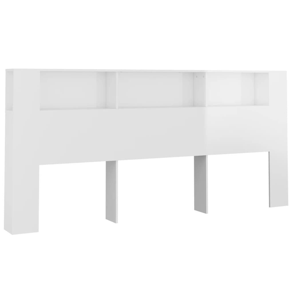 furnicato Bettgestell Kopfteil-Regal 220 x 18,5 x 104,5 cm Hochglanz-Weiß aus Holzwerkstoff (1-tlg)