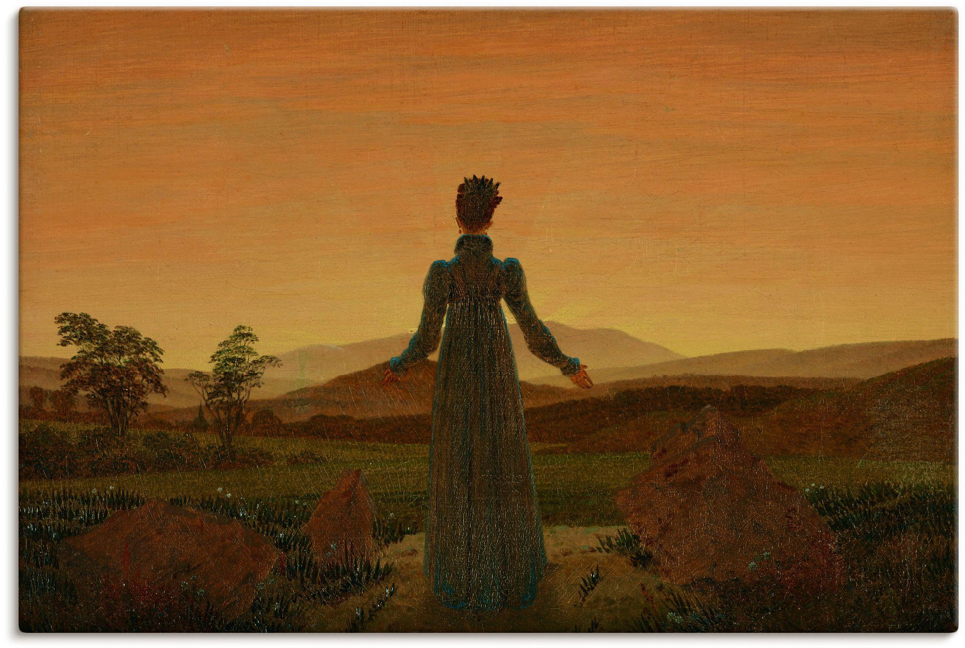 Artland Wandbild Frau vor der untergehenden Sonne, Frau (1 St), als Alubild, Leinwandbild, Wandaufkleber oder Poster in versch. Größen