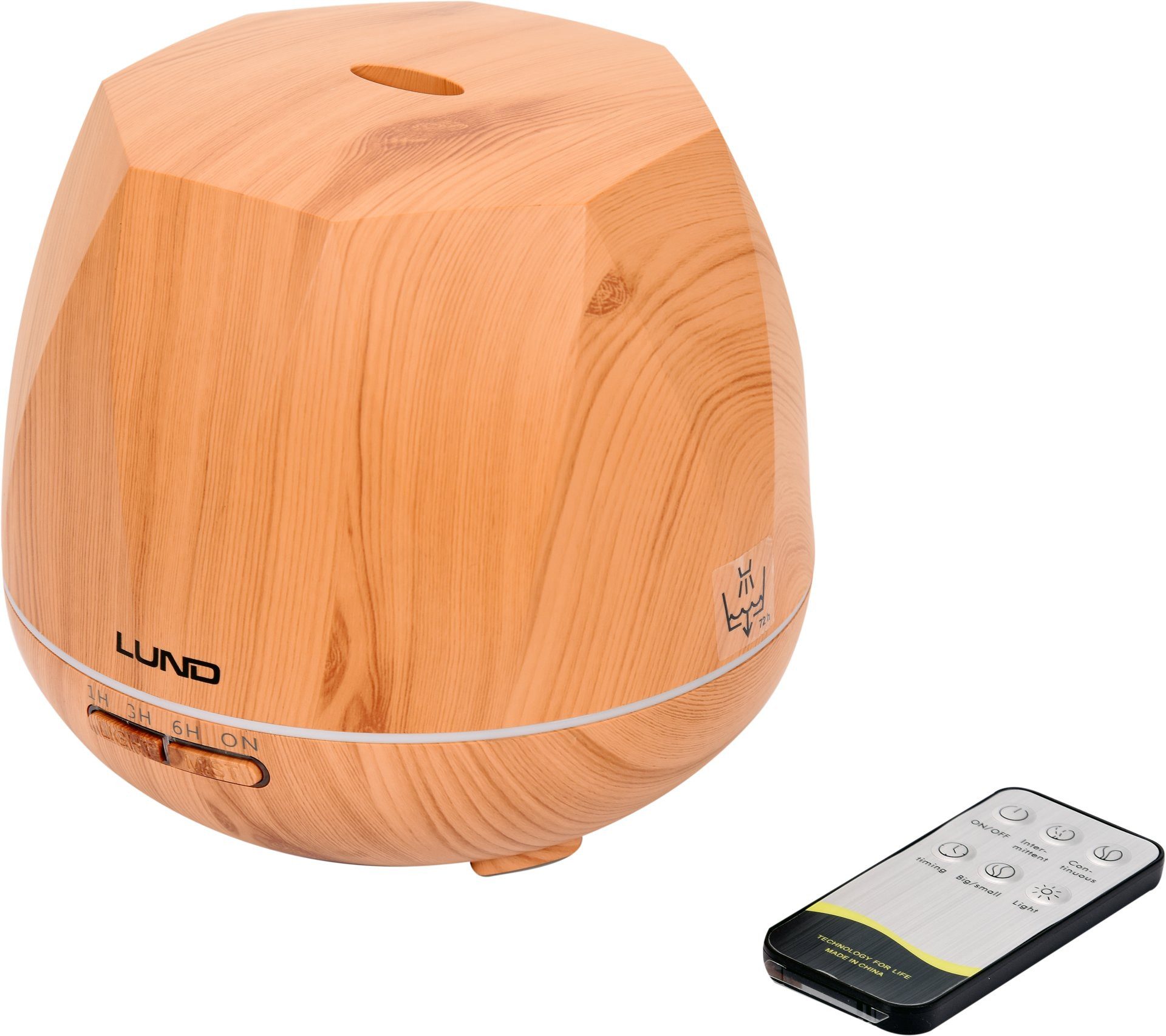 Lund Diffuser Ultraschall Aroma Diffusor 500 ml, helles Holz, mit Fernbedienung