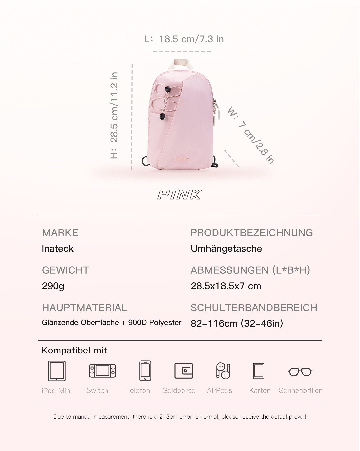 Inateck Umhängetasche Sling Bag Leichte Brusttasche günstig online kaufen