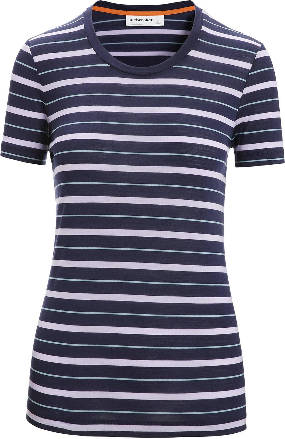 Icebreaker T-Shirt W Wave SS Tee Stripe MIDNIGHT NAVY/PURPLEGAZ/S