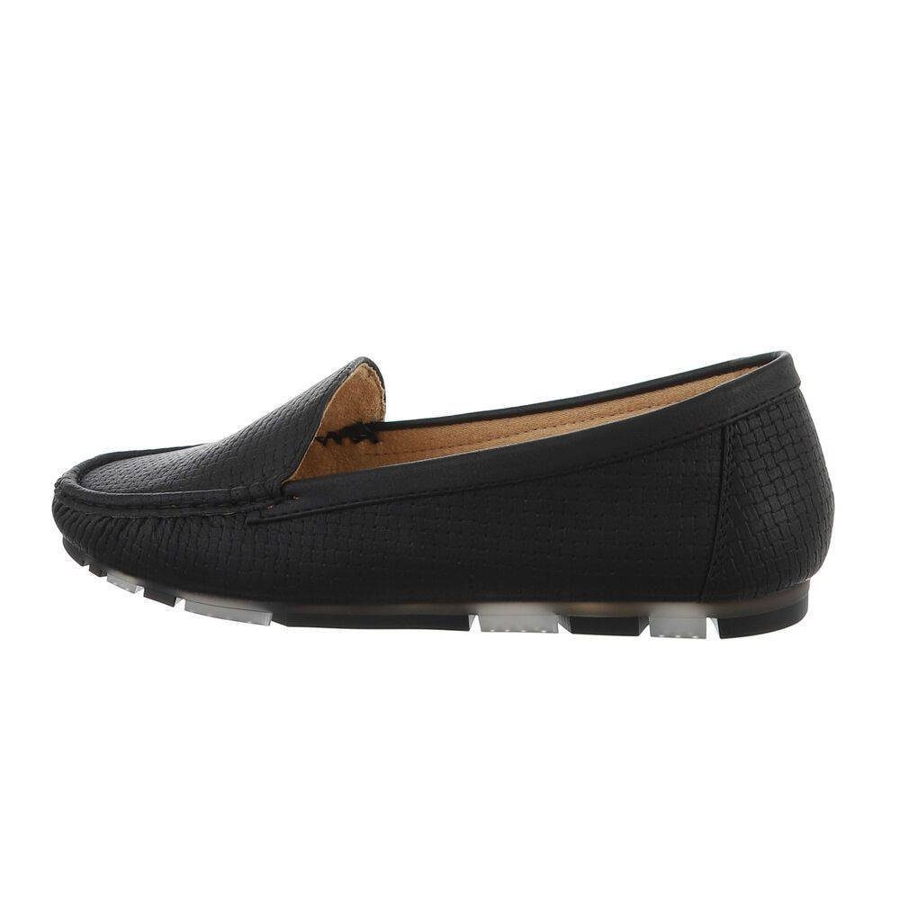 Ital-Design Damen Mokassins Freizeit Slipper (75166939) Flach Mokassins in Schwarz