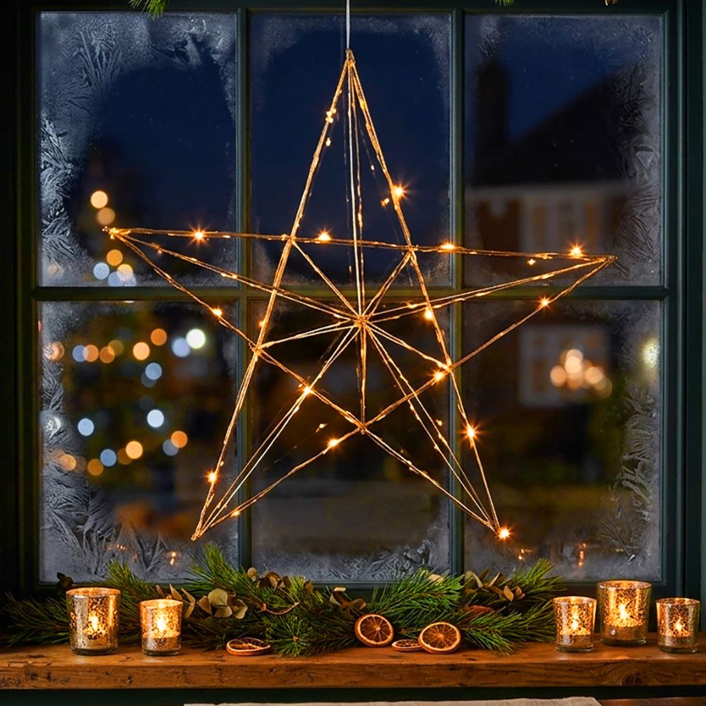 EGLO LED Stern, Warmweiß, LED Weihnachtsstern Fensterdekoration Advent Weihnachten H 36 cm