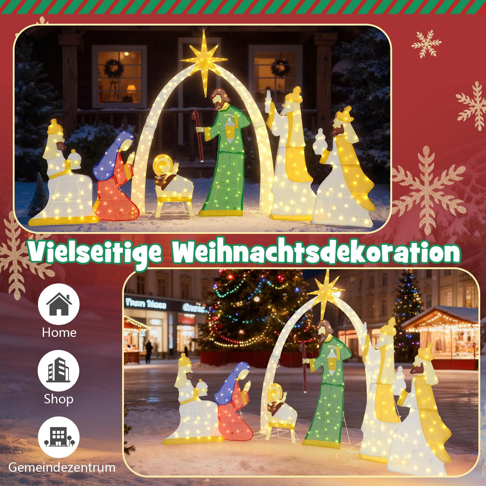 COSTWAY Weihnachtsfigur, 7 tlg. Krippe Weihnachten, günstig online kaufen