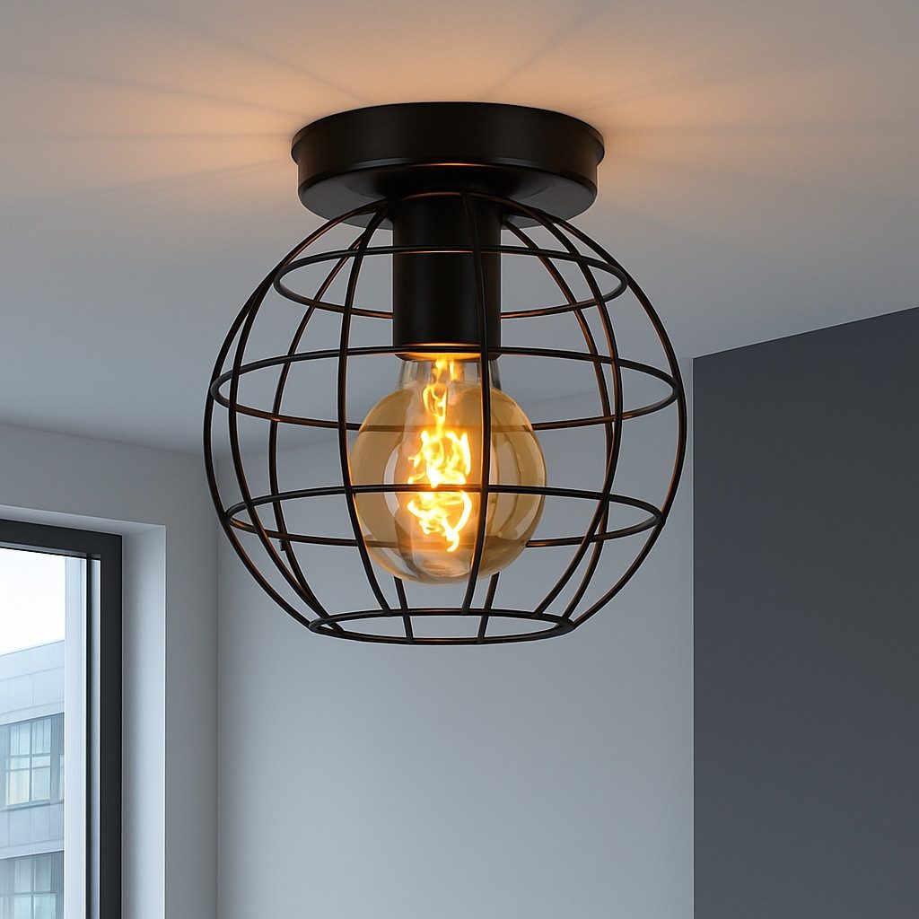 ZMH Deckenleuchte Whonzimmer Retro Schwarze E27 Lampenfassung 1-flammig Ohn günstig online kaufen