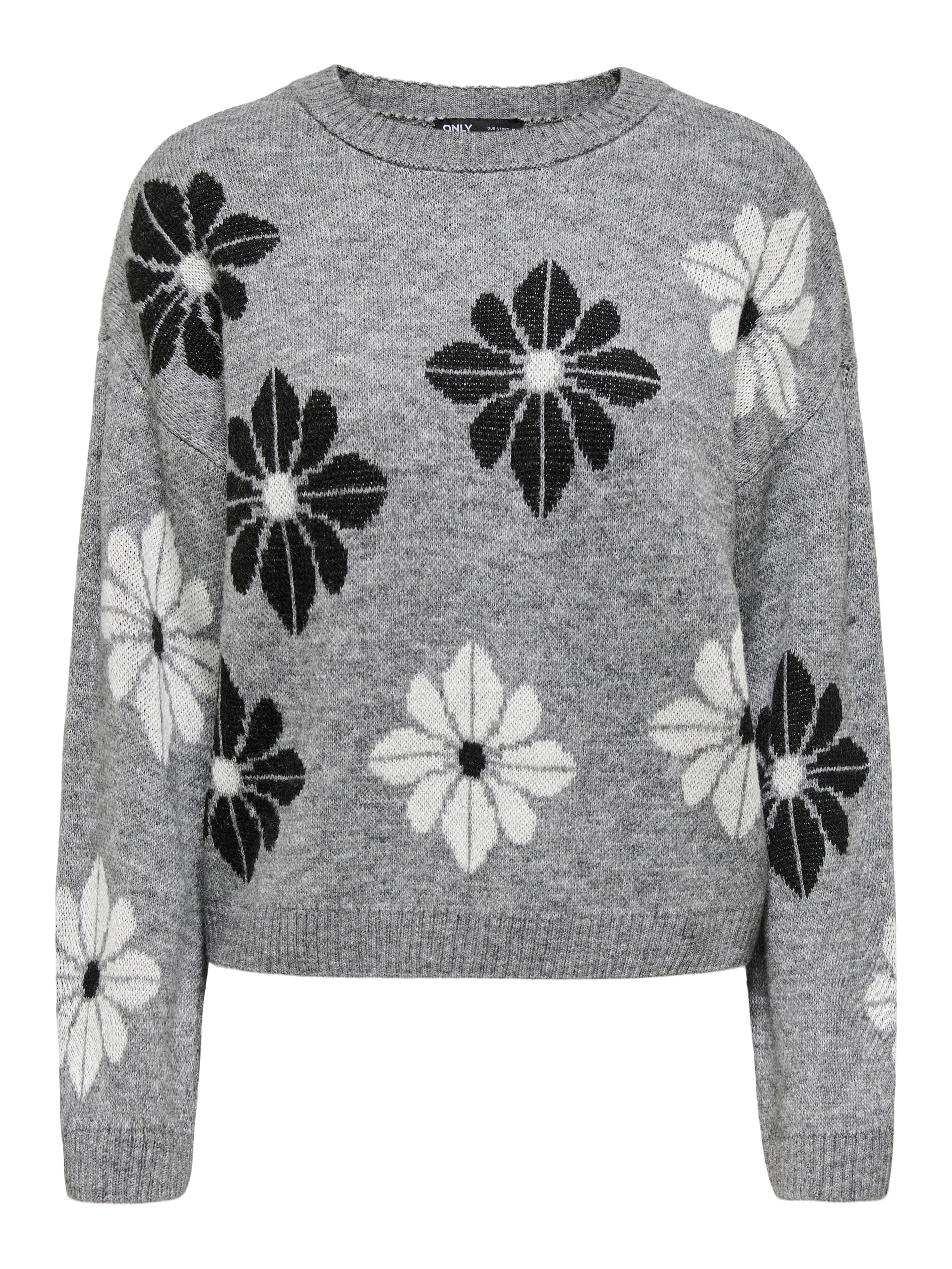 Rundhalspullover ONLFREESIA LS FLOWER O-NECK RP KNT