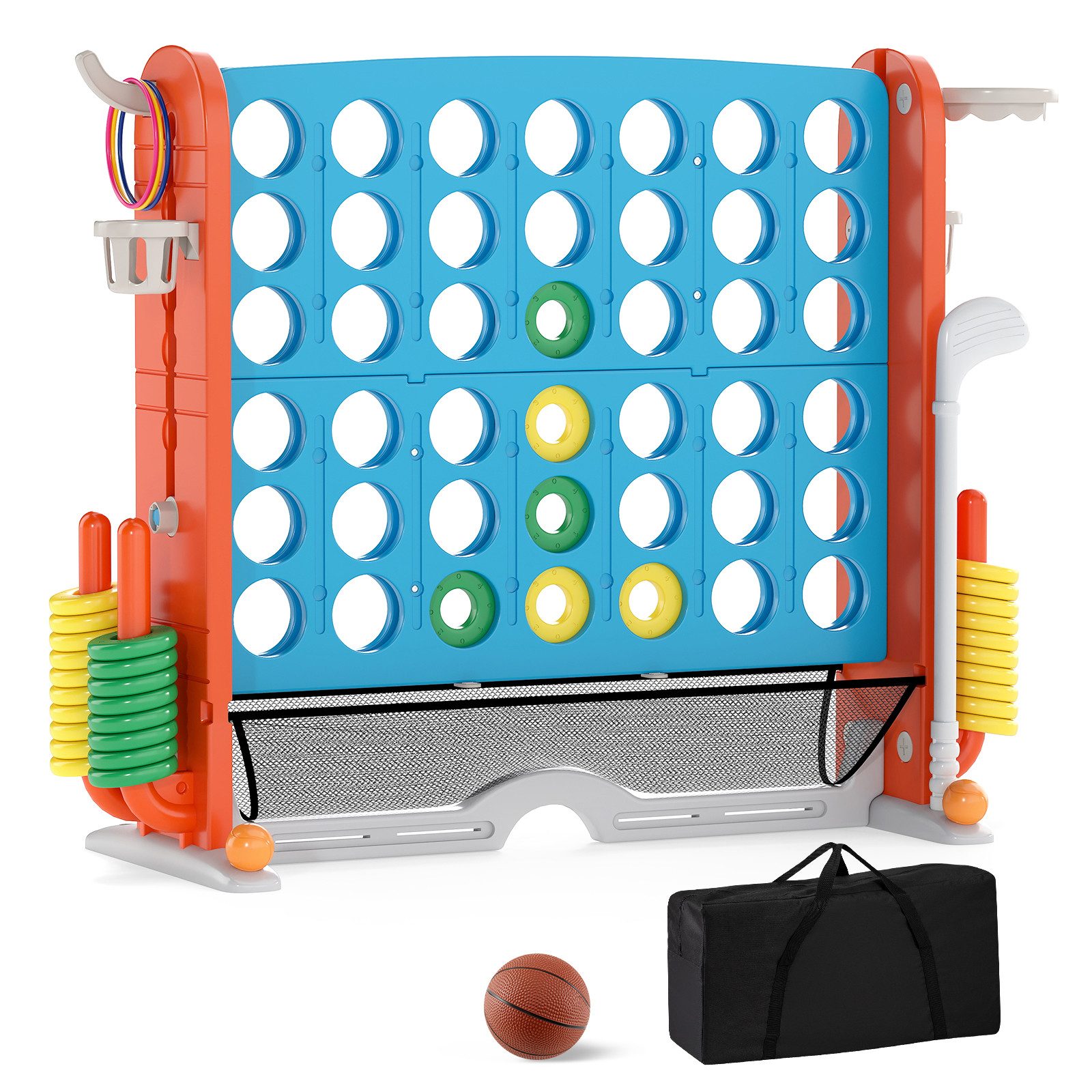 COSTWAY Spiel, 4 in Einer Reihe Strategiespiel, höhenverstellbar