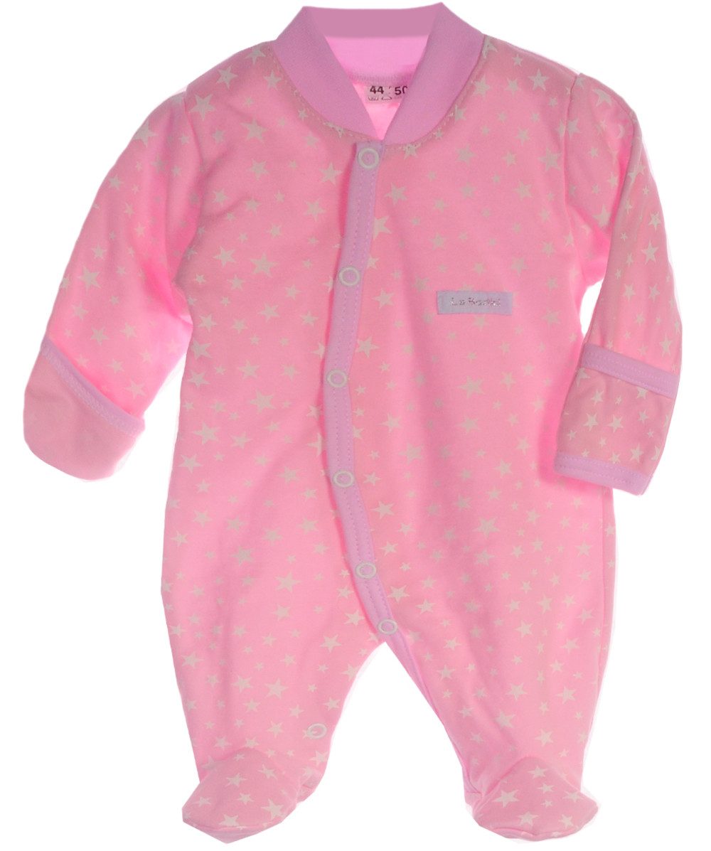 La Bortini Strampler Baby Schlafanzug Overall mit Kratzschutz in Rosa Einteiler (Schlafoverall für Neugeborene) Erstlingsanzug für Baby Mädchen 44 50 56 62 68 74 80 86