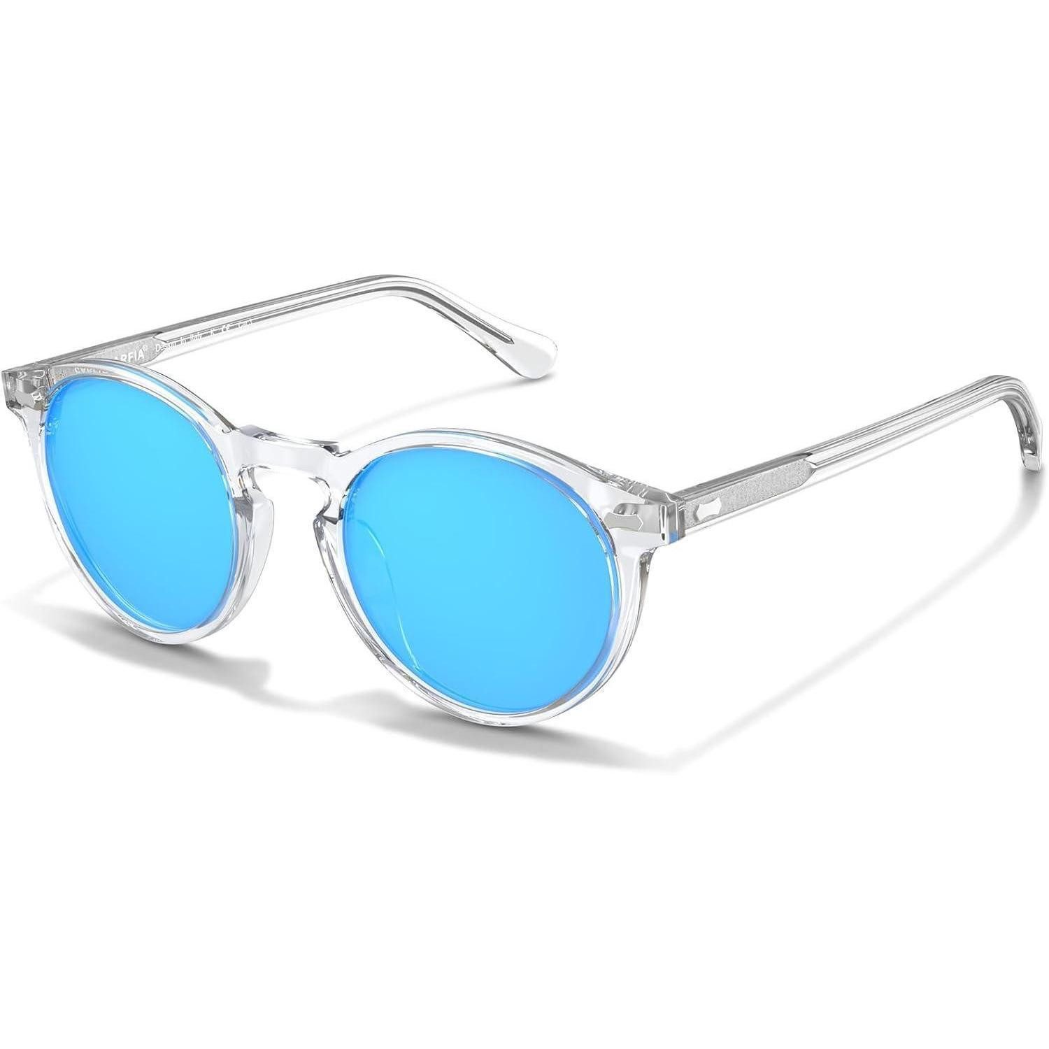 LuxusKollektion Retrosonnenbrille Sonnenbrille polarisierte L10-rahmen Transparenter Weißer Linsen Blau