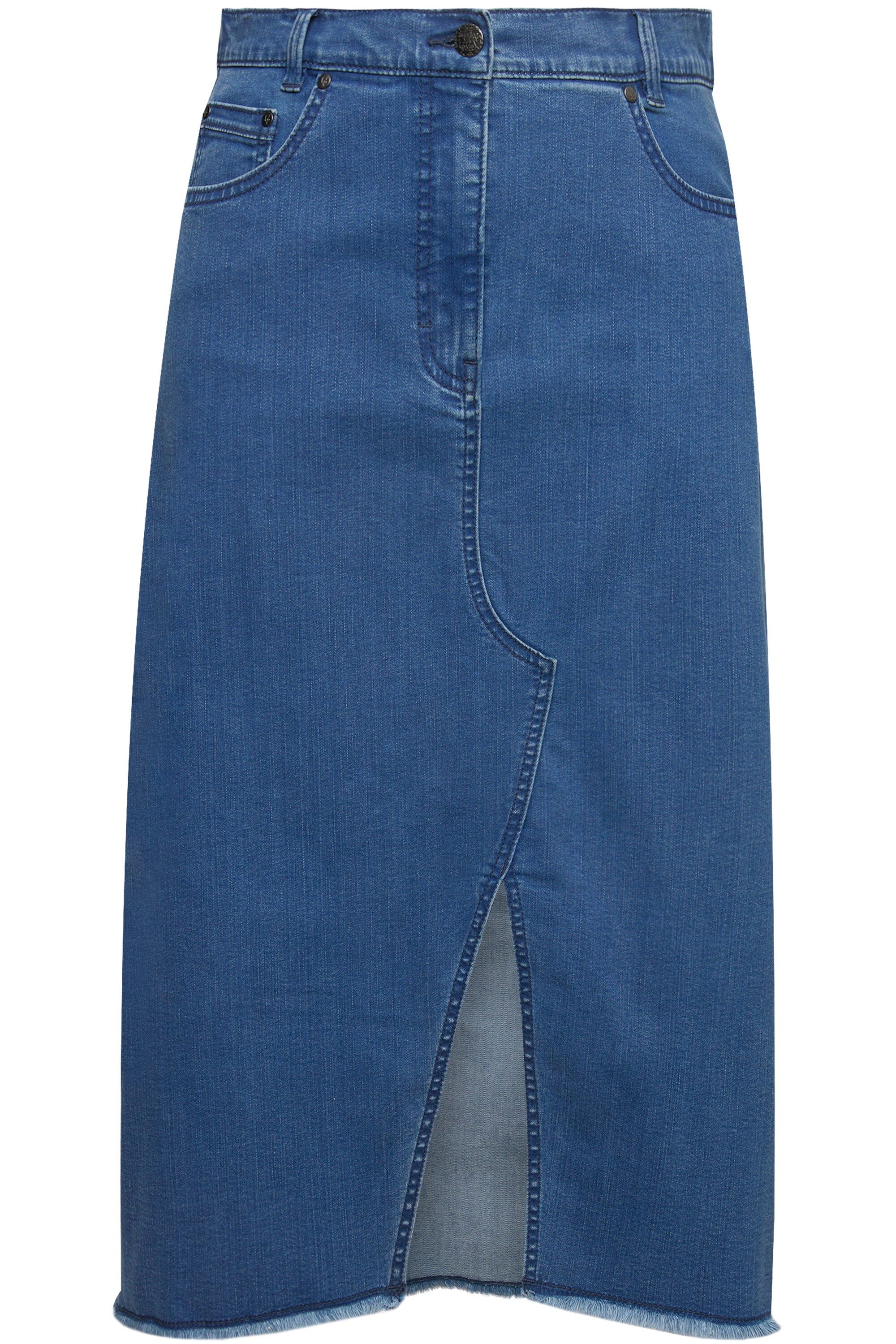Ulla Popken Jeansrock Jeansrock Saumschlitz A-Linie günstig online kaufen