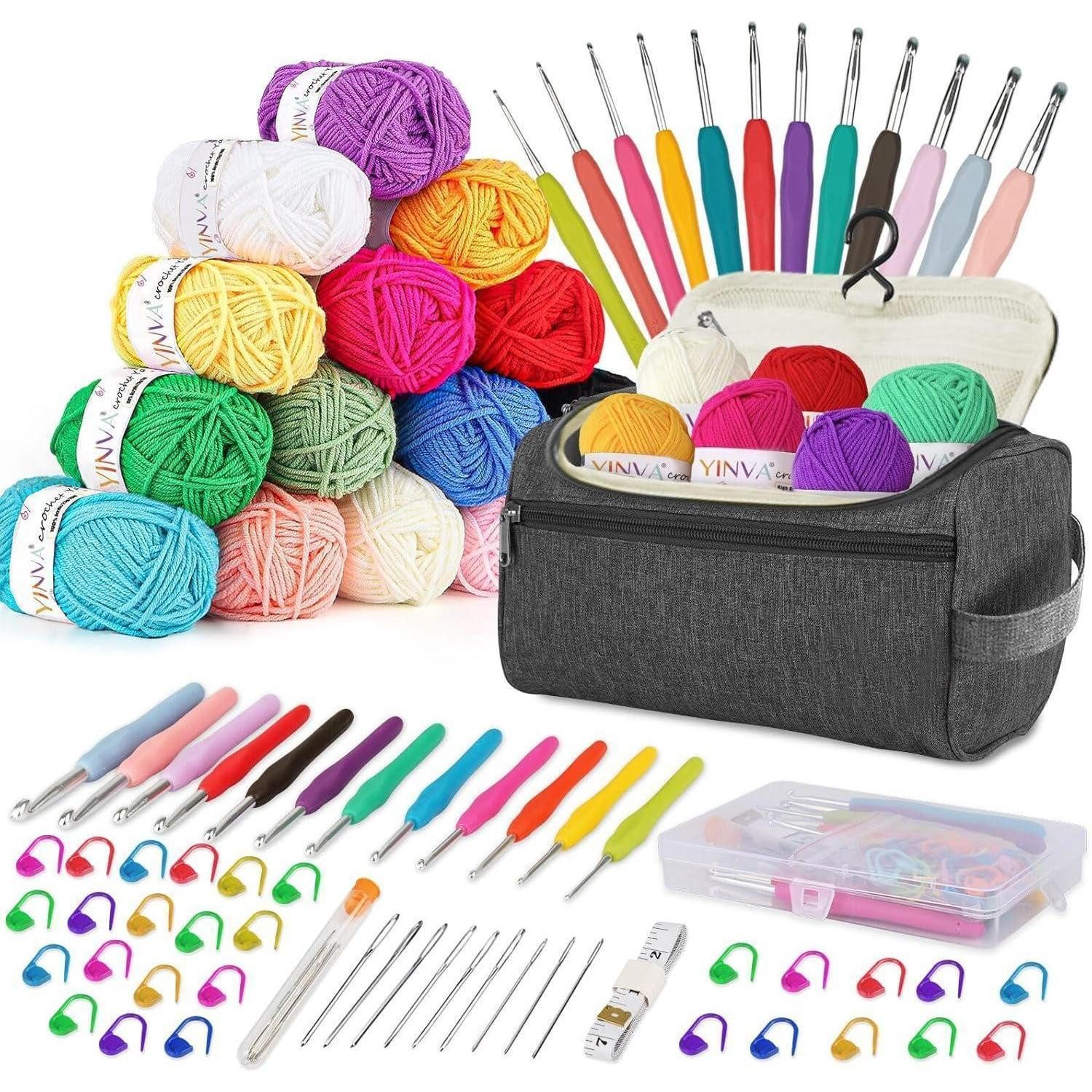 LuxusKollektion Häkelnadeln Häkelset Anfänger 15Pcsx25g Häkelnadel Set 2mm-8mm Häkelgarn