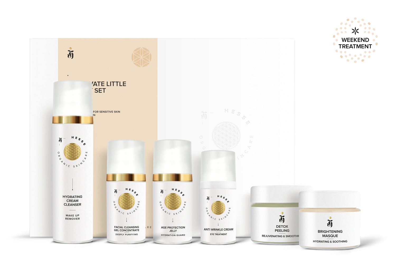 Hesse Organic Skincare SET WEEKEND mit TREATMENT Gesichtspflege-Set 6 Produkten