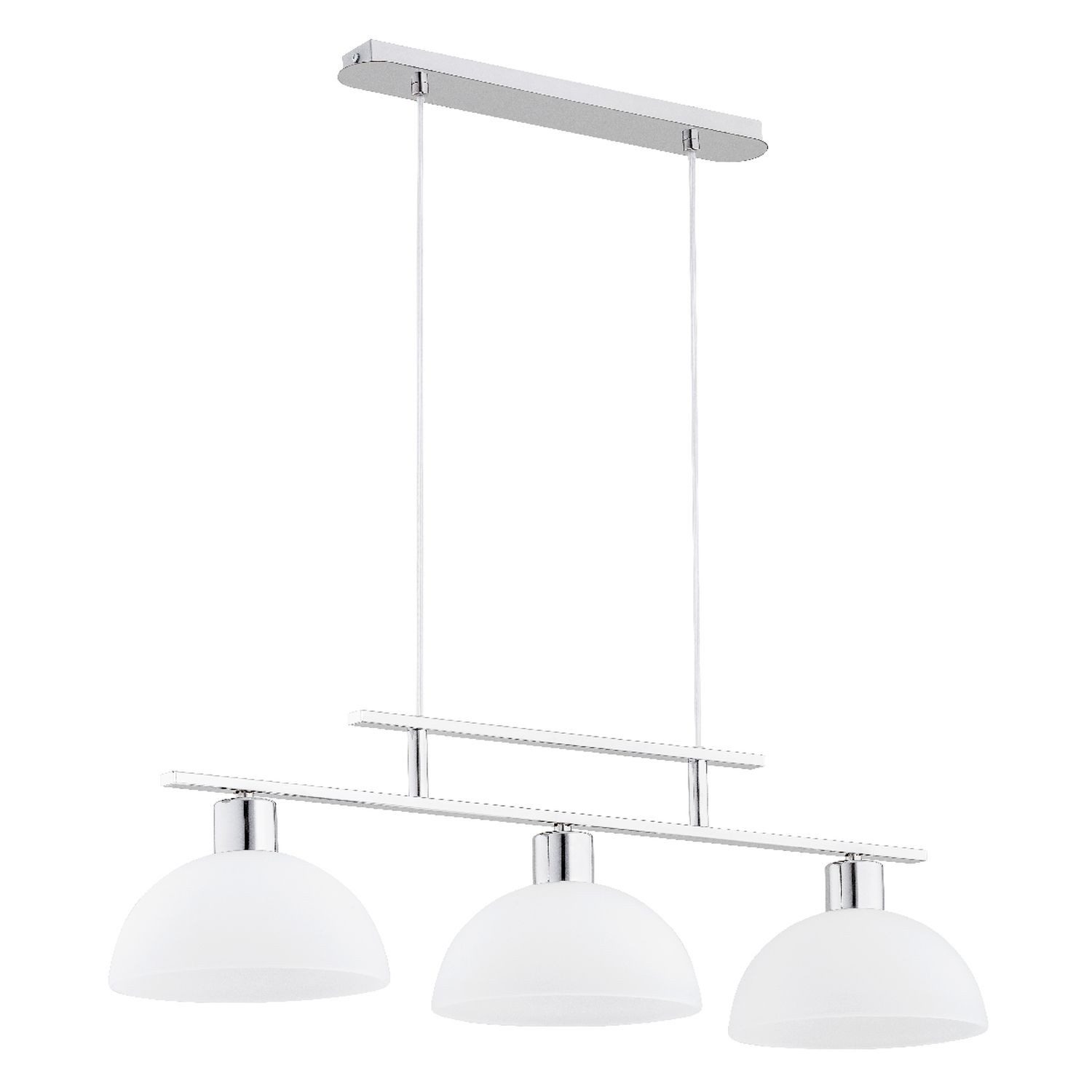 Licht-Erlebnisse Pendelleuchte FAROMA, ohne Leuchtmittel, Glas Metall H: max. 80 cm in Silber Weiß E27 3-flammig länglich
