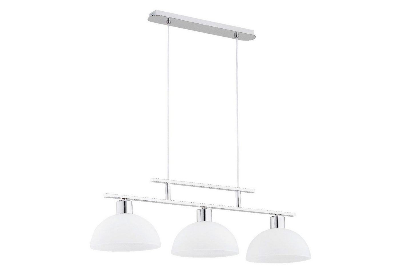 Licht-Erlebnisse Pendelleuchte FAROMA, ohne Leuchtmittel, Glas Metall H: max. 80 cm in Silber Weiß E27 3-flammig länglich