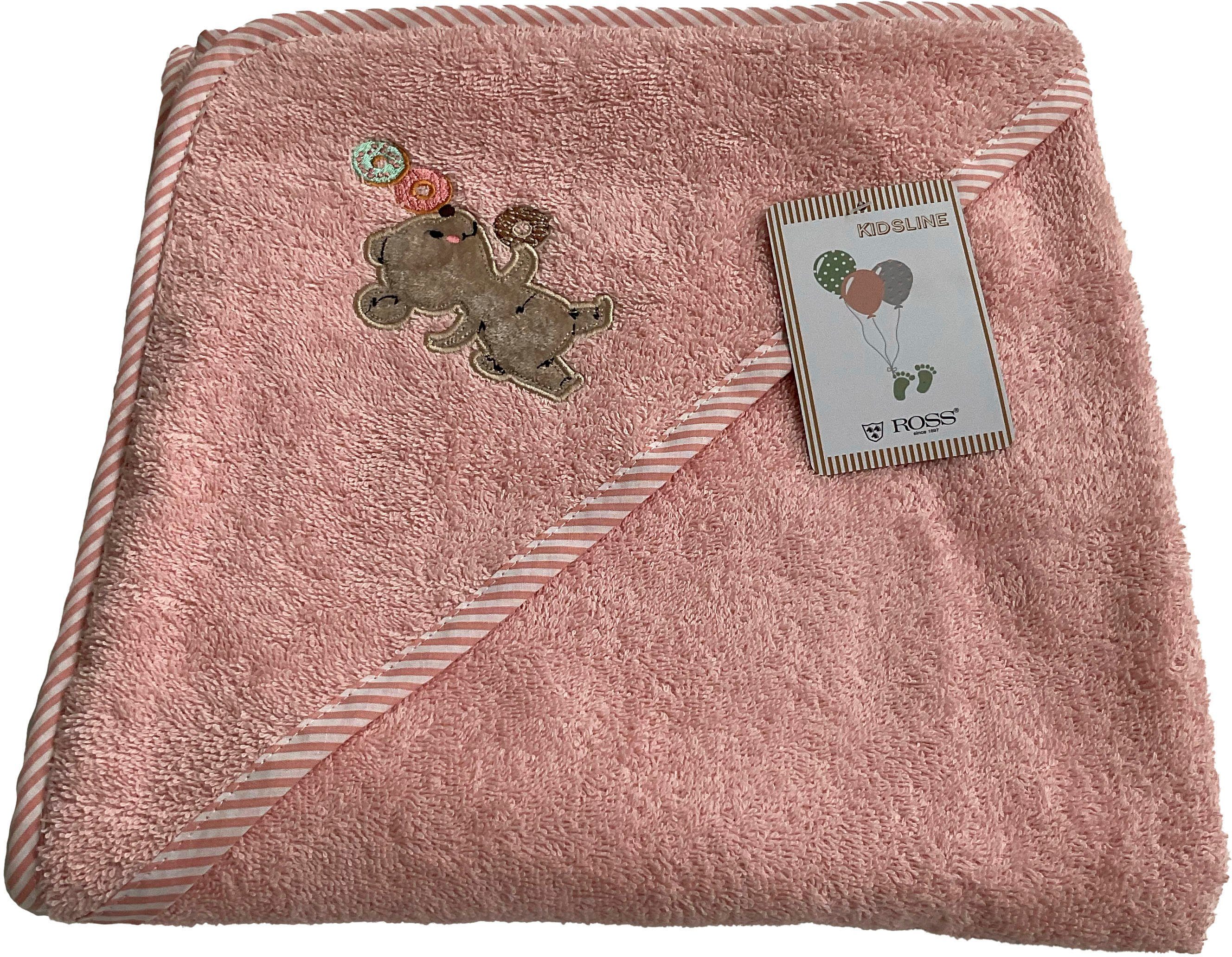 ROSS Kapuzenhandtuch KIDSLINE, Frottier (1-St), 100 % Baumwolle Soft Pink