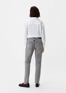 comma casual identity 5-Pocket-Jeans Boyfriend Jeans / Slim Fit / High Rise / Slim Leg Logo, Leder-Patch, Waschung