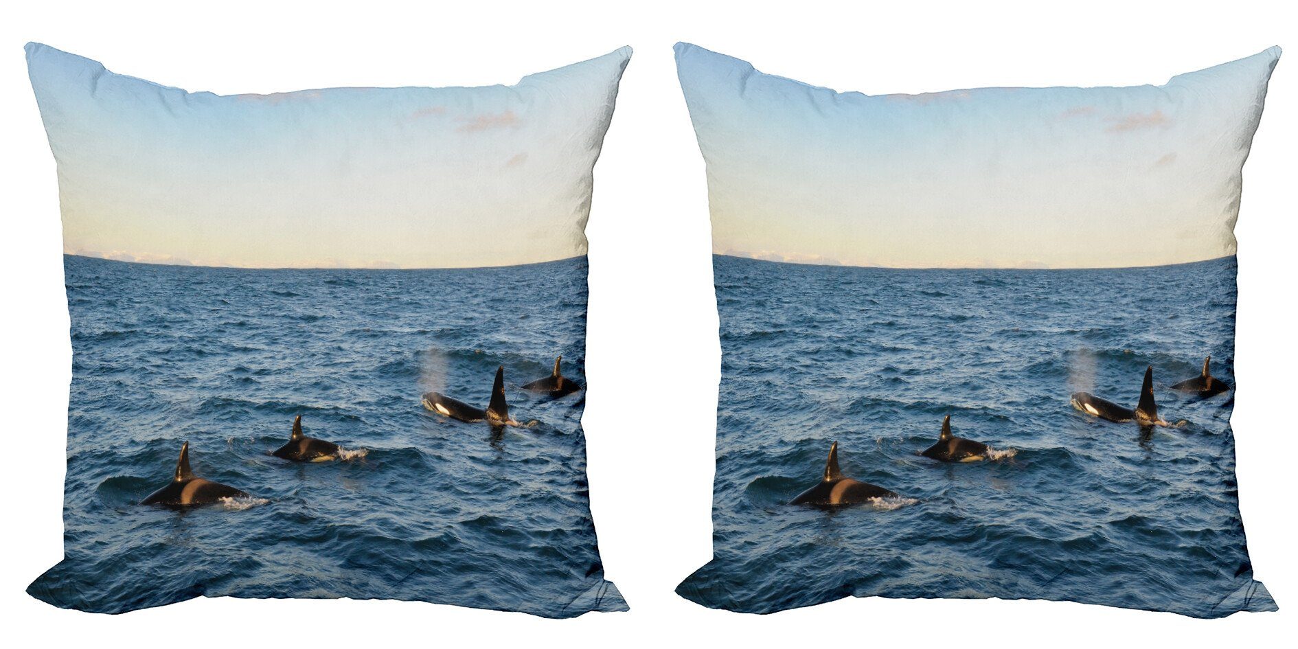 Accent in (2 SeOcean Doppelseitiger Abakuhaus Digitaldruck, Kissenbezüge Wale Foto Stück), Modern