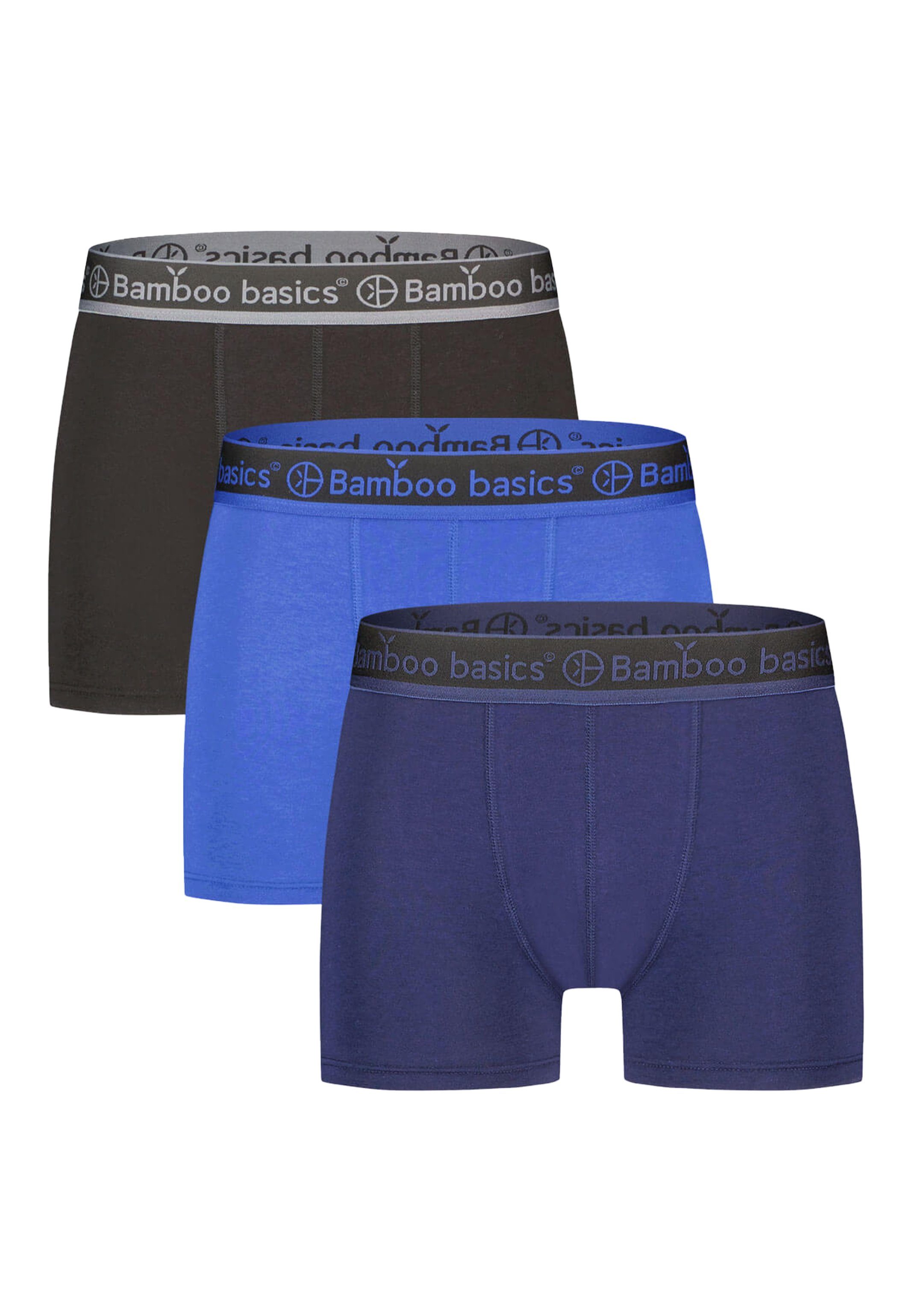 Bamboo basics Retro Boxer 3er Pack Liam (Spar-Set, 3-St) Retro Short / Pant - Ohne Eingriff - Weiches Material mit Viskose Schwarz / Blau / Dunkelblau
