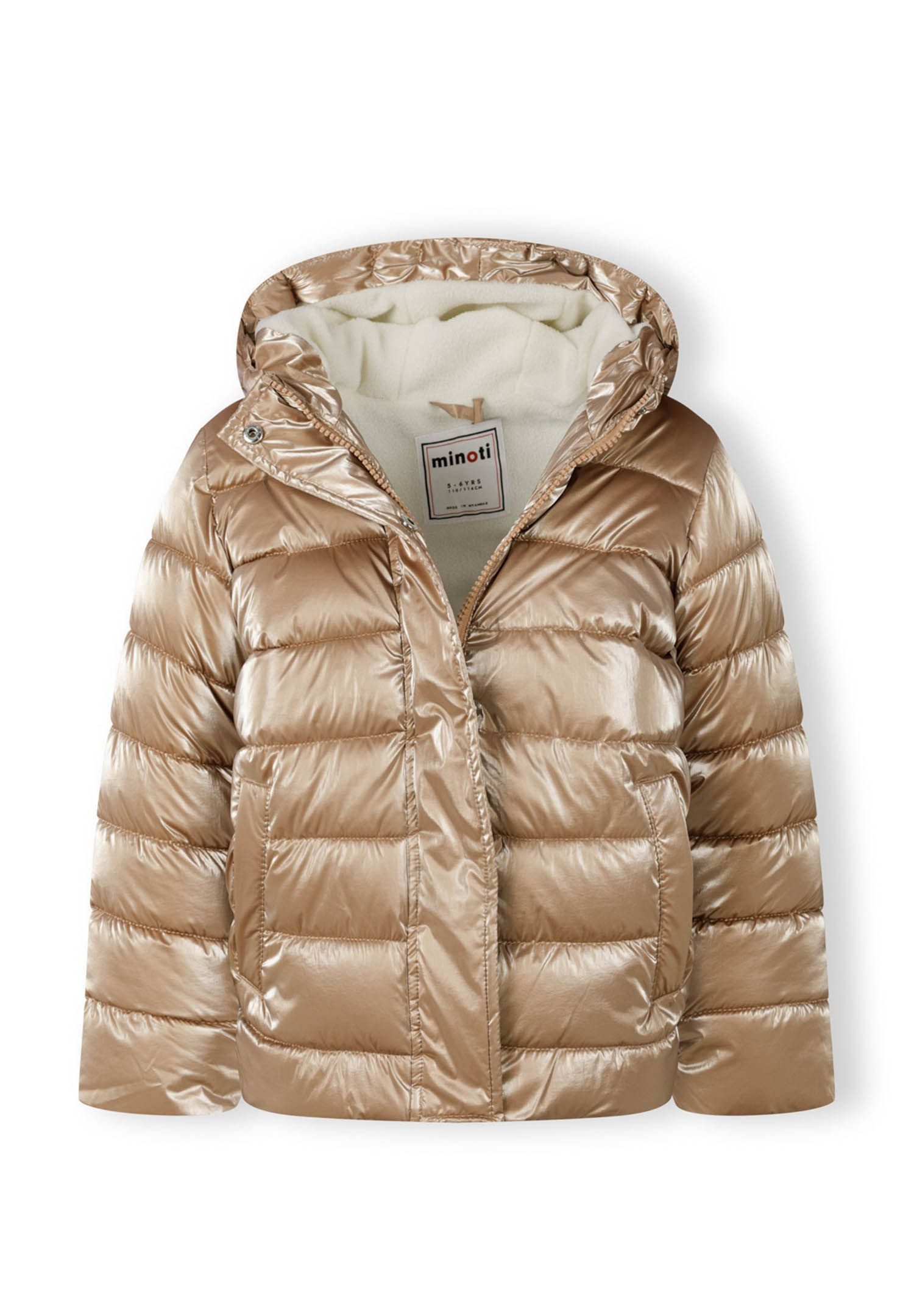 MINOTI Winterjacke Gefütterte Steppjacke mit Kapuze und Aufnäher am Ärmel (9m-8y) trendiger Aufnäher am Ärmel