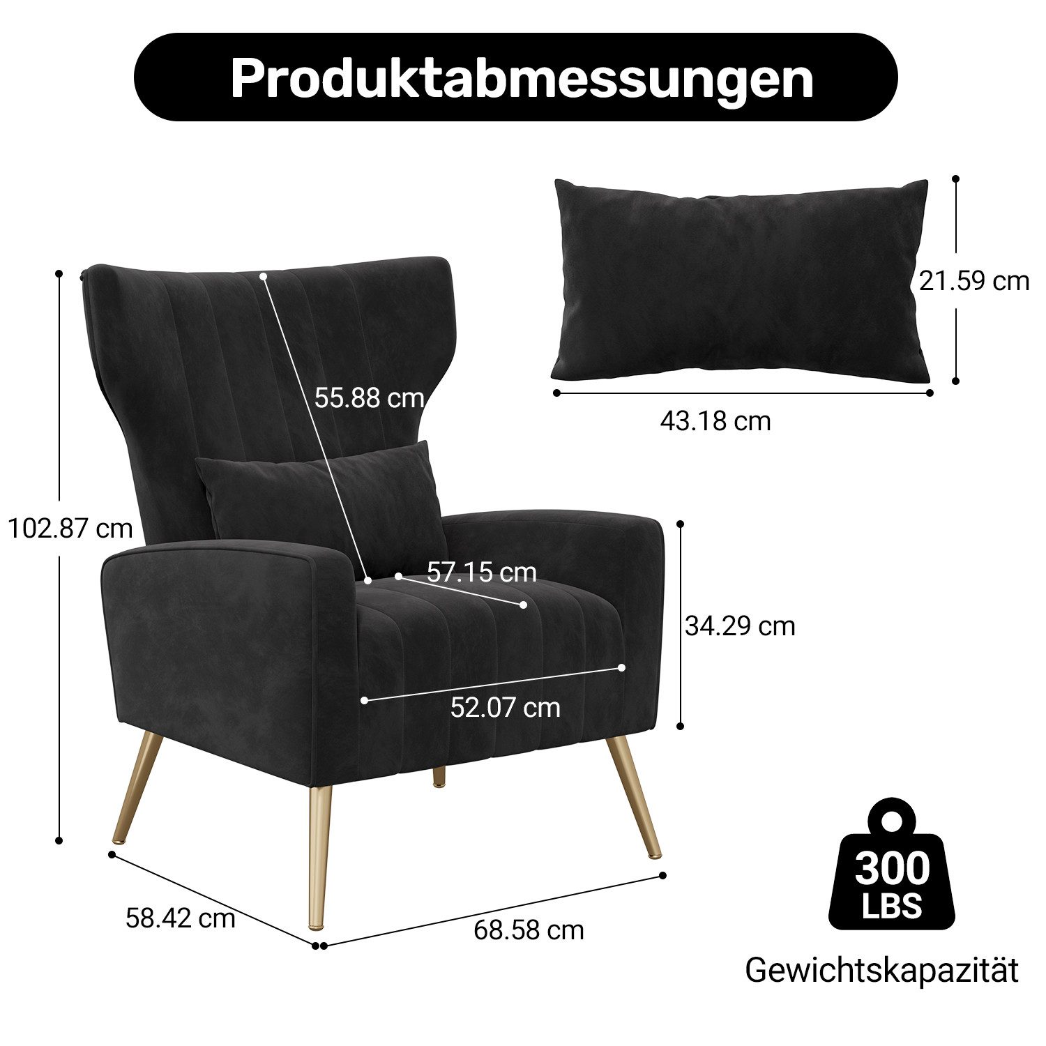 HawthyHome Ohrensessel mit Samtbezug Moderner Loungesessel– Hohe Rückenlehn günstig online kaufen